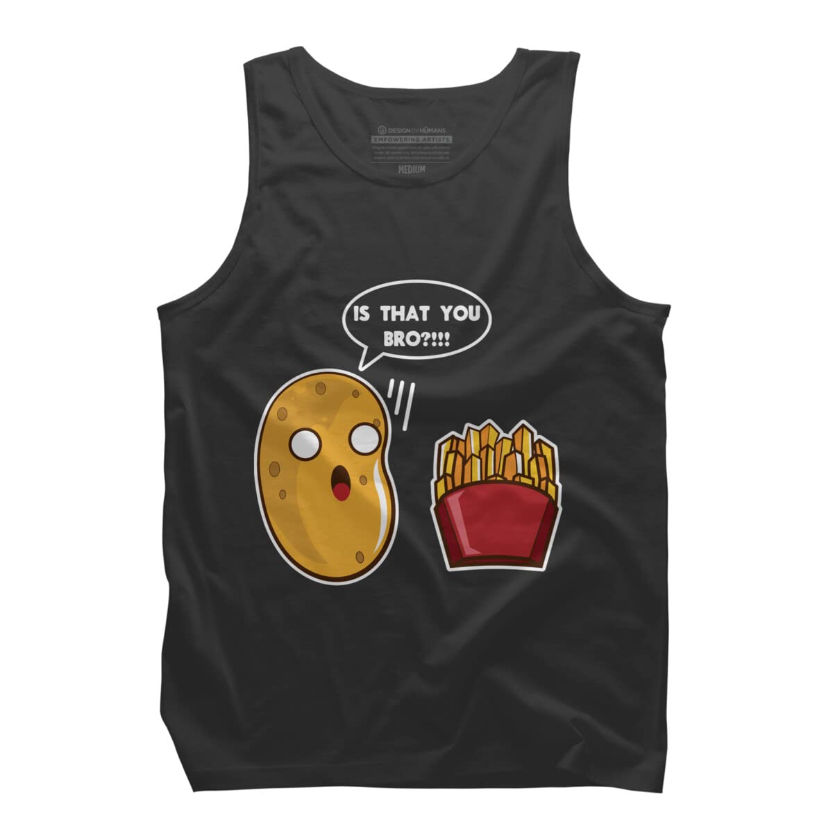 Design By Humans Men's I Am A Potato French Fry Graphic Tank Top - Funny Novelty T-Shirt for Casual Wear, Gym & Lounge - DragonTee Cotton Comfort Fit