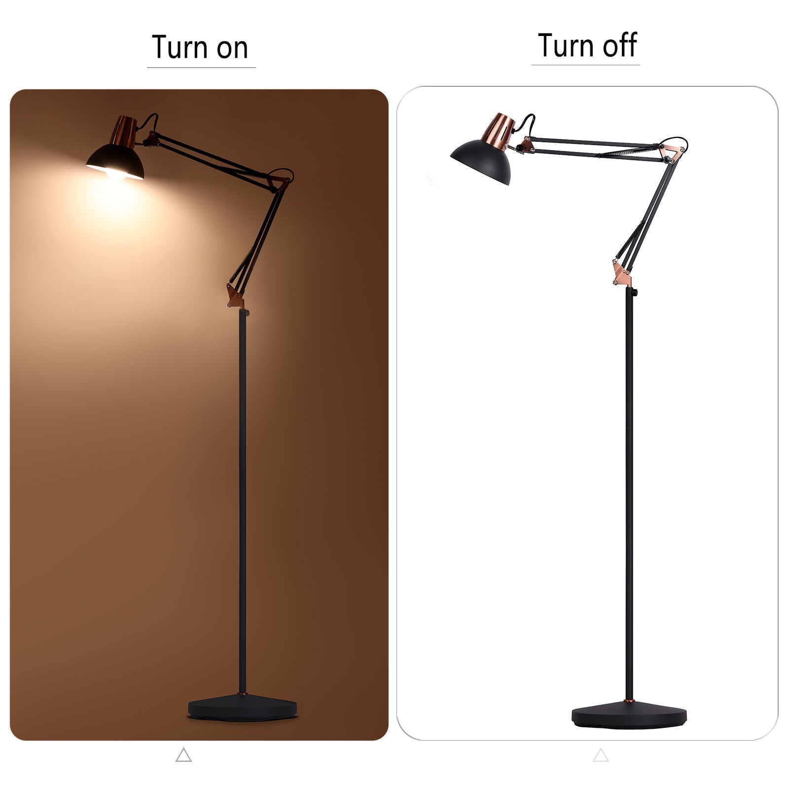 DLLT Modern Adjustable Metal Floor Lamp with Flexible Swing Arms & Metal Shade - Industrial Standing Light for Living Room, Bedroom, Office - Perfect for Reading, Working & Home Decor (Matte Grey)