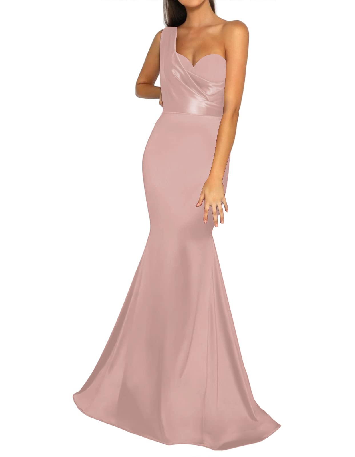Elegant One Shoulder Satin Mermaid Prom Dress - Long Formal Evening Gown for Women | Perfect for Homecoming, Prom Night, Wedding Guest & Special Occasions