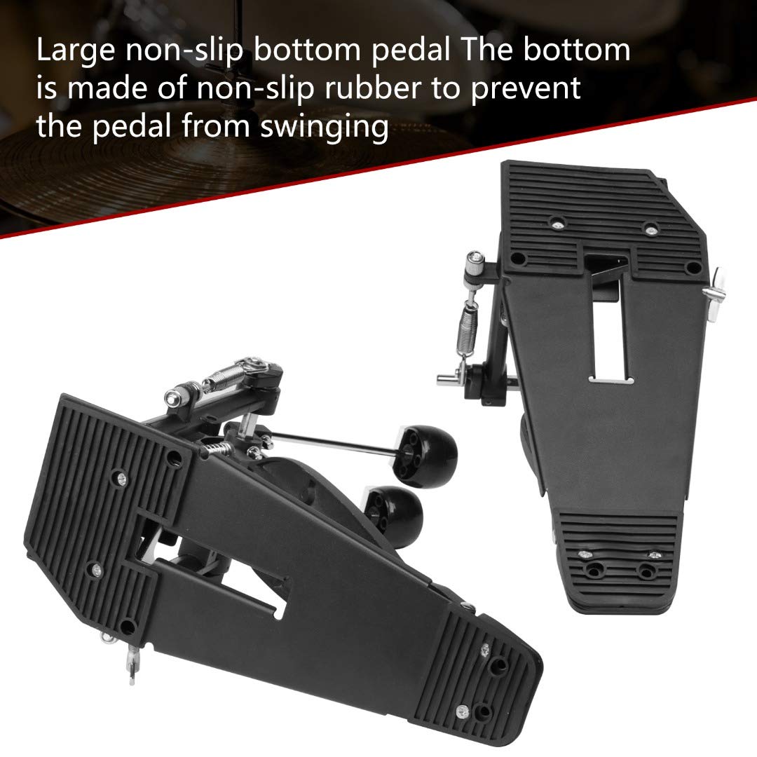 Double Bass Drum Pedal for Electric Drum Kit - Heavy Duty Double Kick Bass Pedal with 2 Drum Beater Sticks & Drum Key - Perfect for Metal, Rock & Studio Drumming