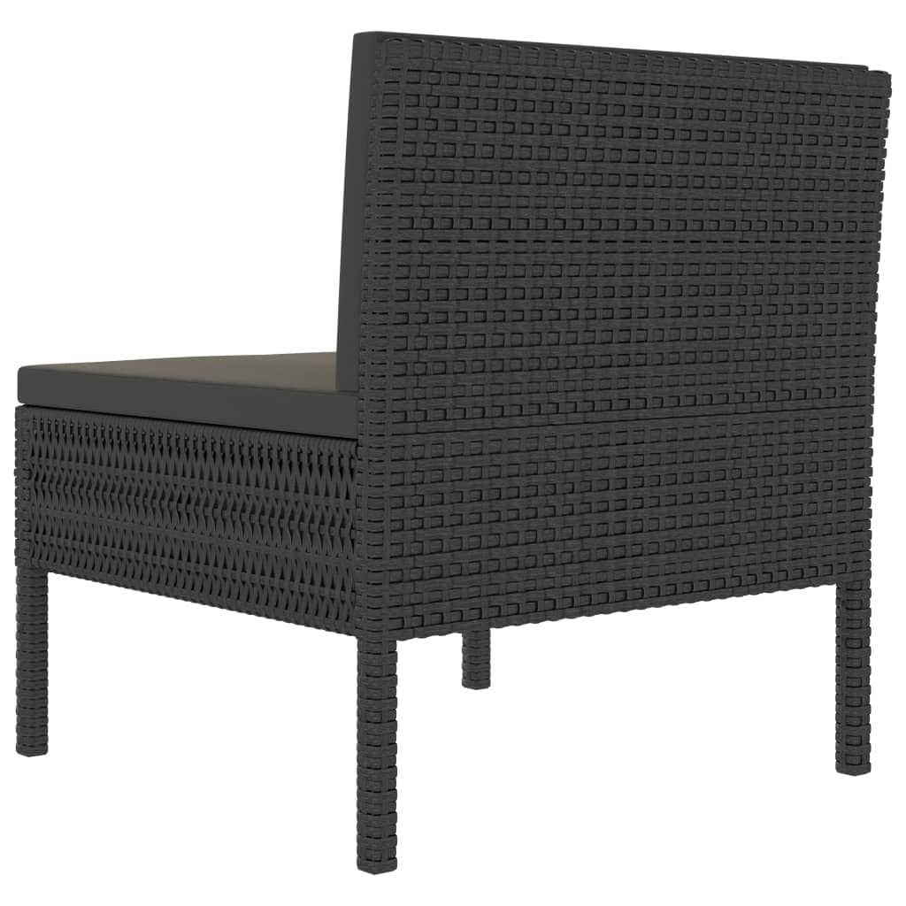 SKM 3-Piece Patio Furniture Set with Cushions - Black Poly Rattan Outdoor Chairs for Garden, Poolside & Backyard Relaxation