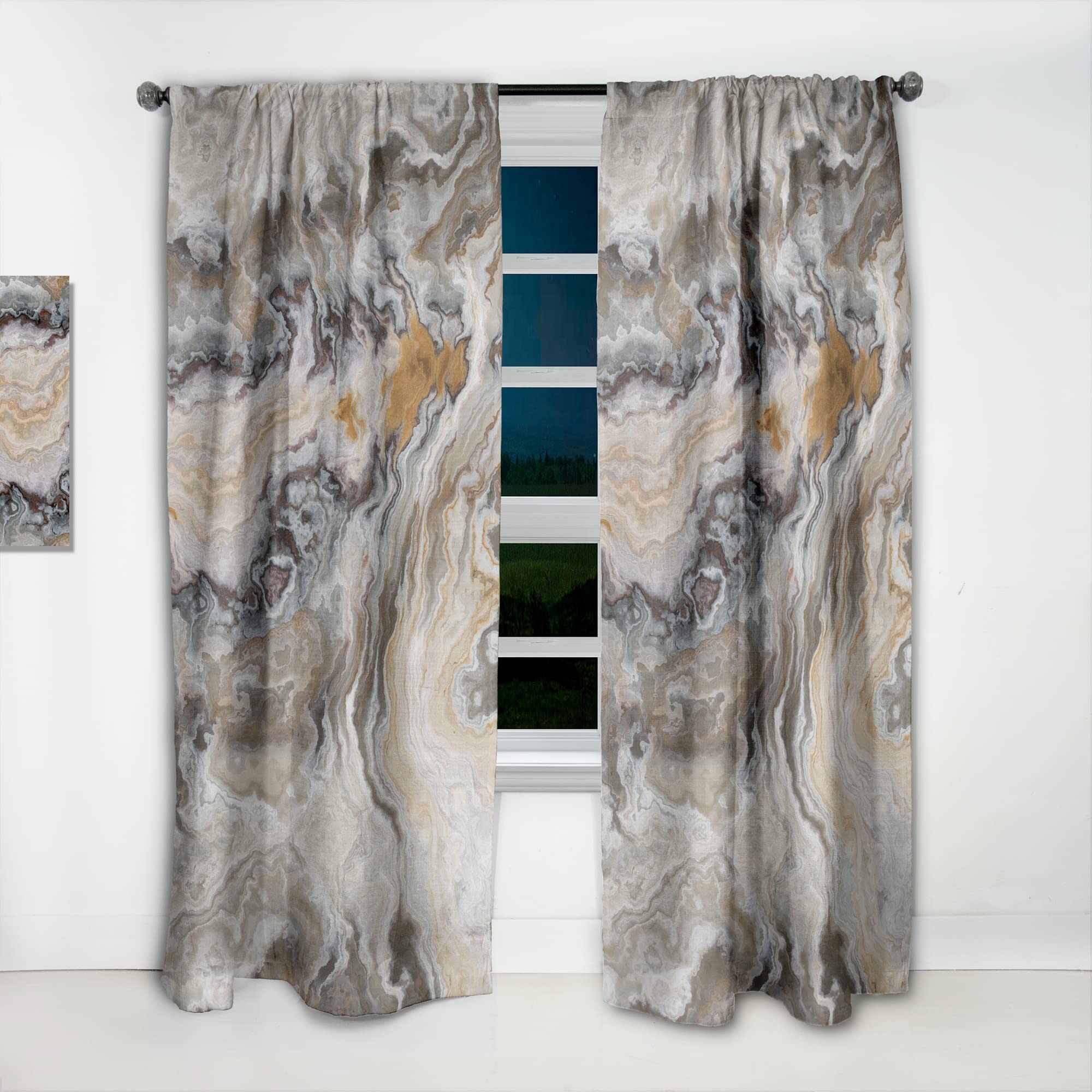 DesignQ Blackout Thermal Insulated Curtains - 'Onyx Detail' Single Panel 52x84 Inches for Bedroom & Living Room - Noise Reducing & Energy Saving Window Drapes for Home Decor