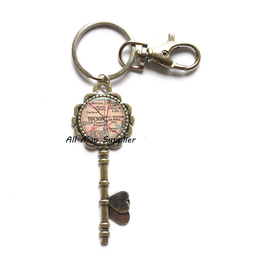 Charming Tucson Map Keychain - Arizona Souvenir Jewelry for Travel Gifts