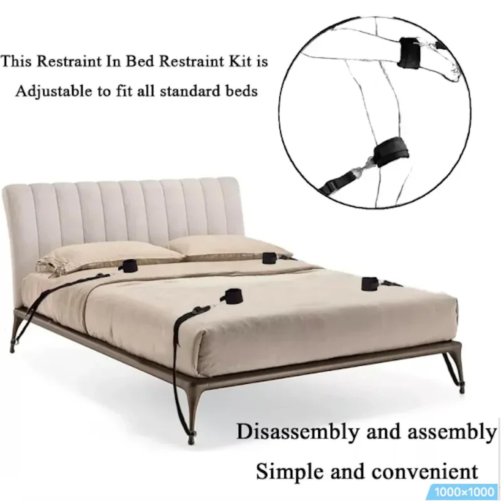 BDSM Bondage Kit - SM Bed Restraint Set, Adult Sex Toys with Ankle Cuffs, Bondage Rope & Strap for Couples Play - Perfect for Spicing Up Your Bedroom & BDSM Scenes
