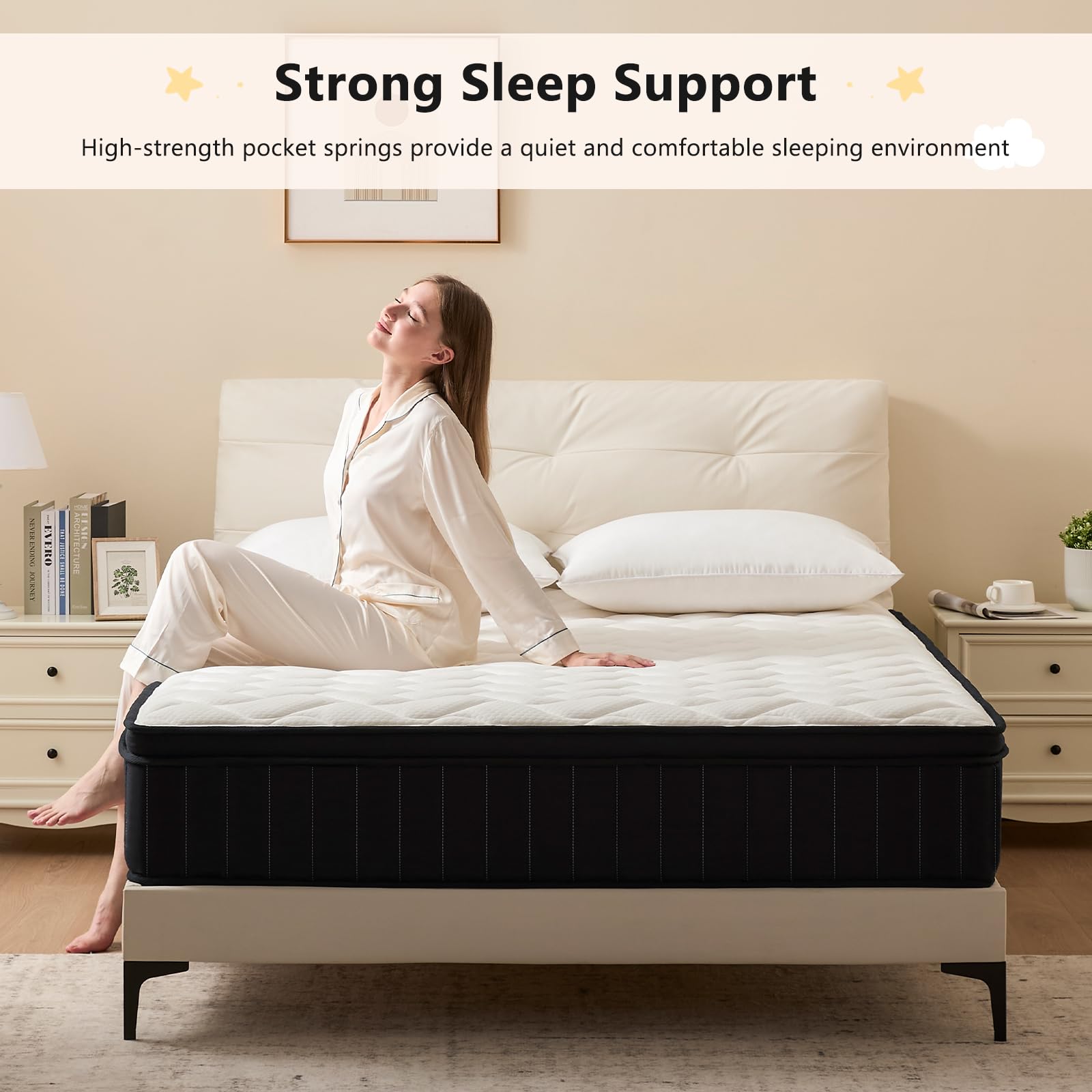 12 Inch Hybrid Queen Mattress with Memory Foam & Pocket Springs - Medium Firm Support for Pressure Relief - CertiPUR-US Certified Bed in a Box | Perfect for Guest Rooms, Master Bedrooms & Apartment Sleeping