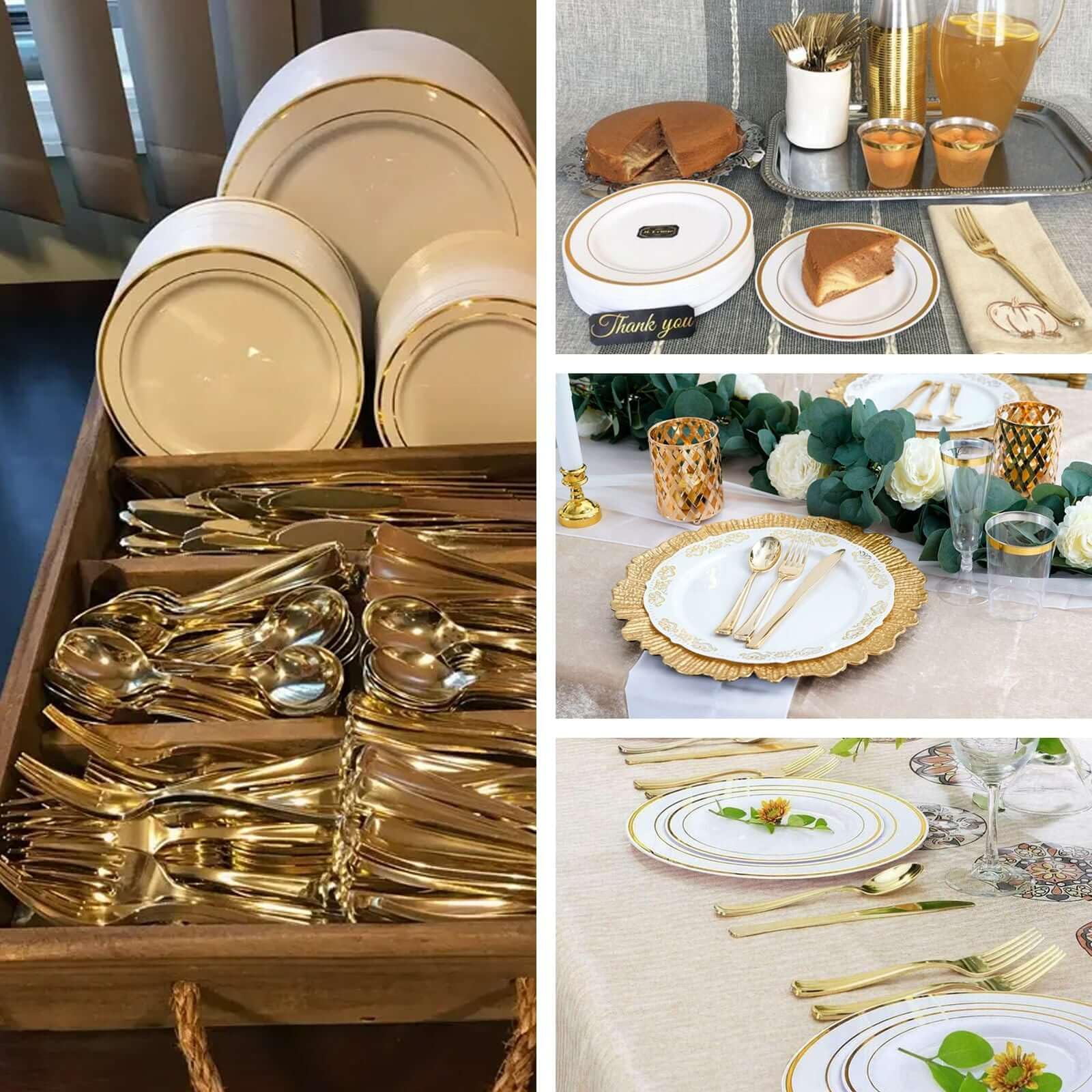Efavormart 30-Pack Rose Gold Disposable Plastic Silverware Set - Heavy Duty 7
