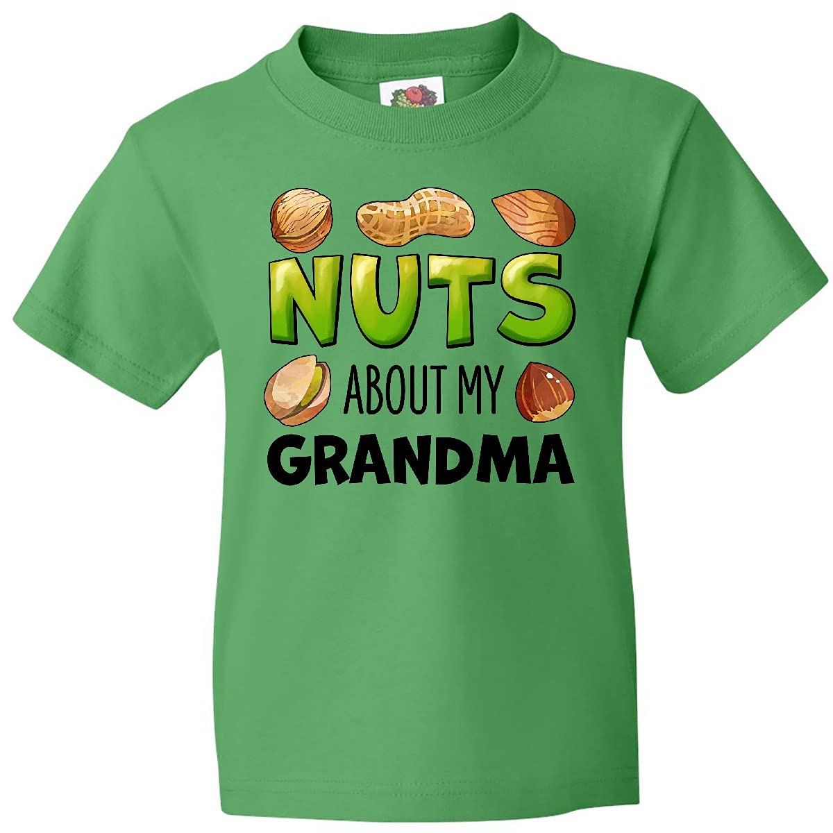 Inktastic Nuts About My Grandma Peanut Almond Pistachio Youth T-Shirt - Funny Family Graphic Tee for Kids & Grandparents Day - Perfect Gift for Grandmothers & Grandchildren