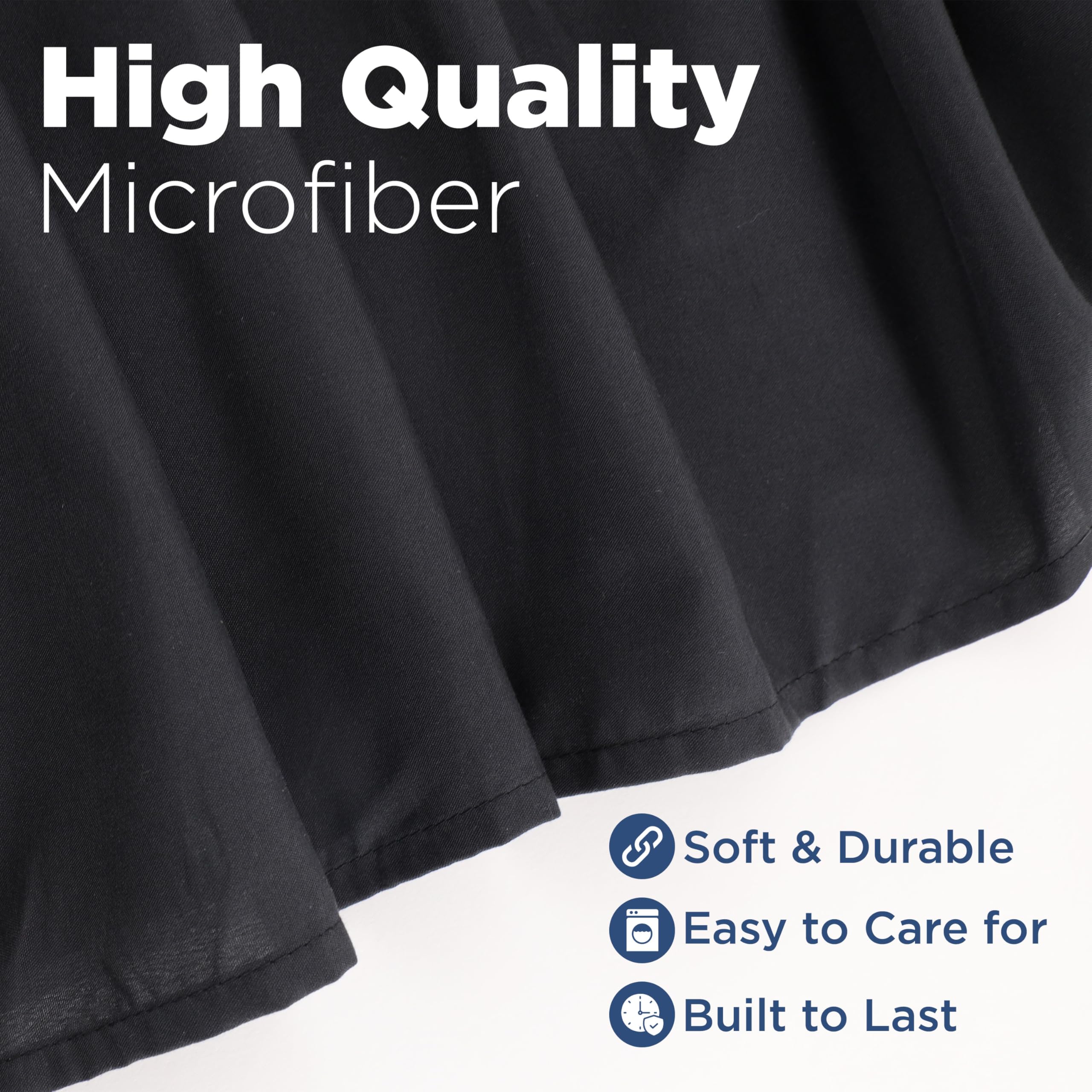 Martex King Ruffle Bed Skirt - Premium Microfiber 15 Inch Drop Bedskirt with Easy Fit, Hotel Quality Black Bed Skirt for Luxurious Bedroom Decor & Guest Room Styling