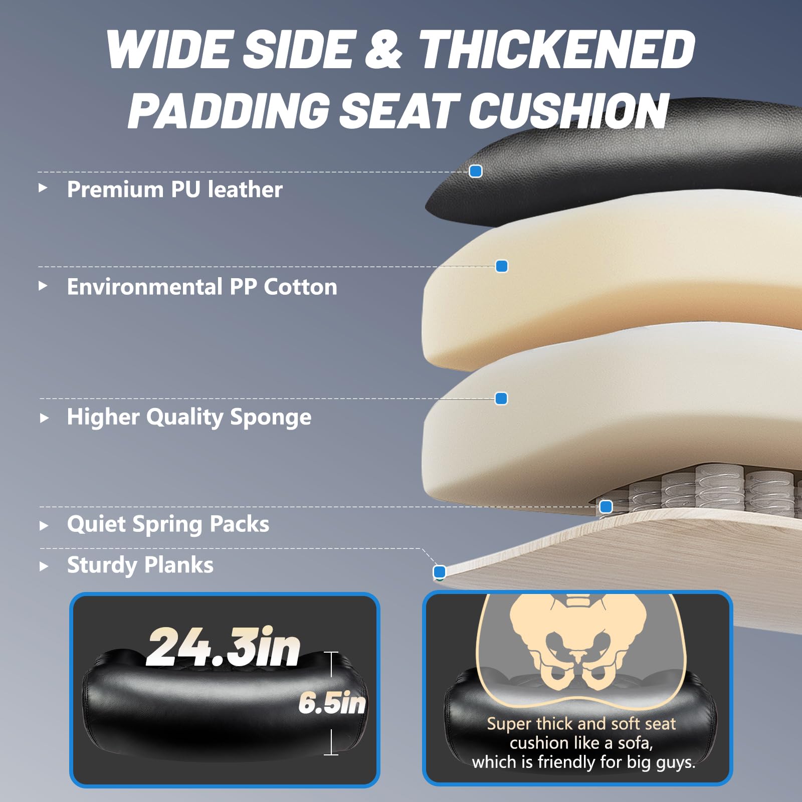 600LBS Heavy Duty Big and Tall Office Chair for Heavy People - Extra Wide Executive Chair with High Back Support, Adjustable Lumbar & Thick Cushion - Large Computer Desk Chair for Home Office & Gaming - Perfect for Long Work Hours & Comfortable Seating