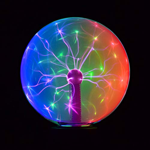 8 Inch Magic Plasma Disco Ball Lamp - Touch & Sound Sensitive LED Nebula Sphere Lightning Globe, Electrostatic Flashing Night Light for Bedroom, Party, Home Decor (Perfect for Teen Rooms, Dorm Lighting & Rave Parties)