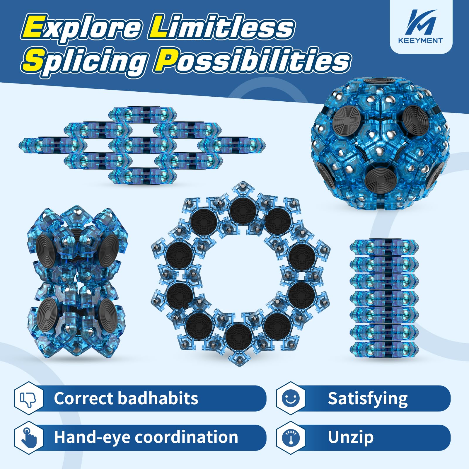 Sphere Magnetic Fidget Toys for Adults & Teens - Stress Relief Building Set with Rotating & Splicing Sensory Features | ADHD Focus Tool, Cool Office Desk Gadgets | Perfect Gift for Boys, Girls & Anxiety Relief (Home, Office, Classroom Use)