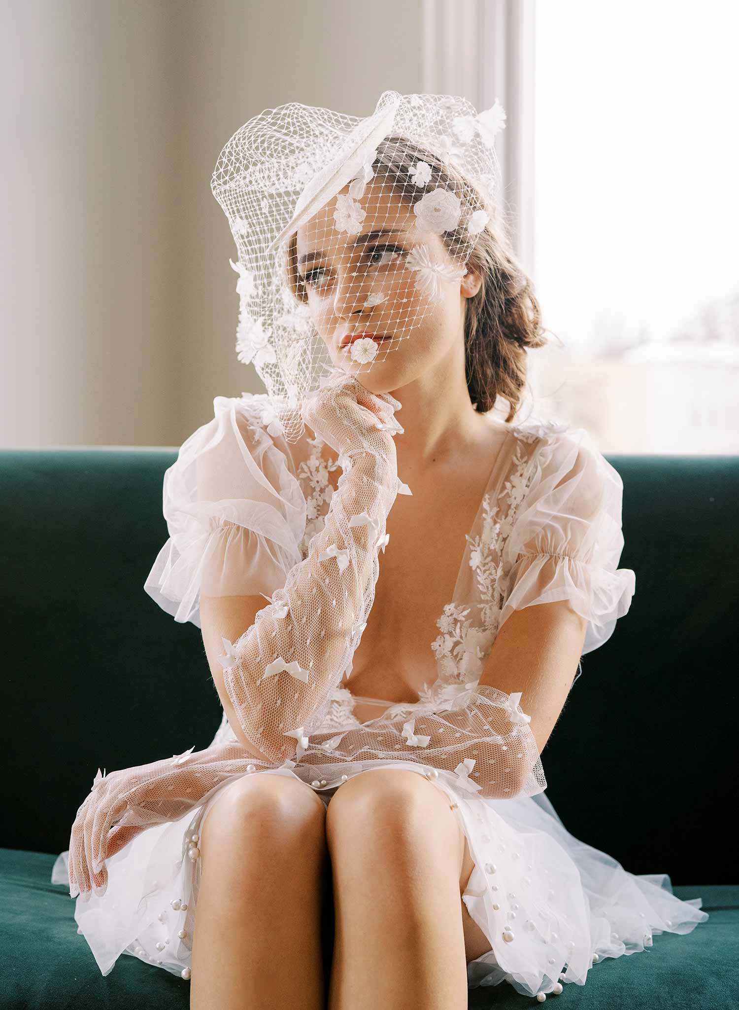 Elegant Floral Birdcage Veil Bridal Mini Hat - Vintage Style Wedding Headpiece for Bride, Tea Party & Garden Ceremony | Style #2455
