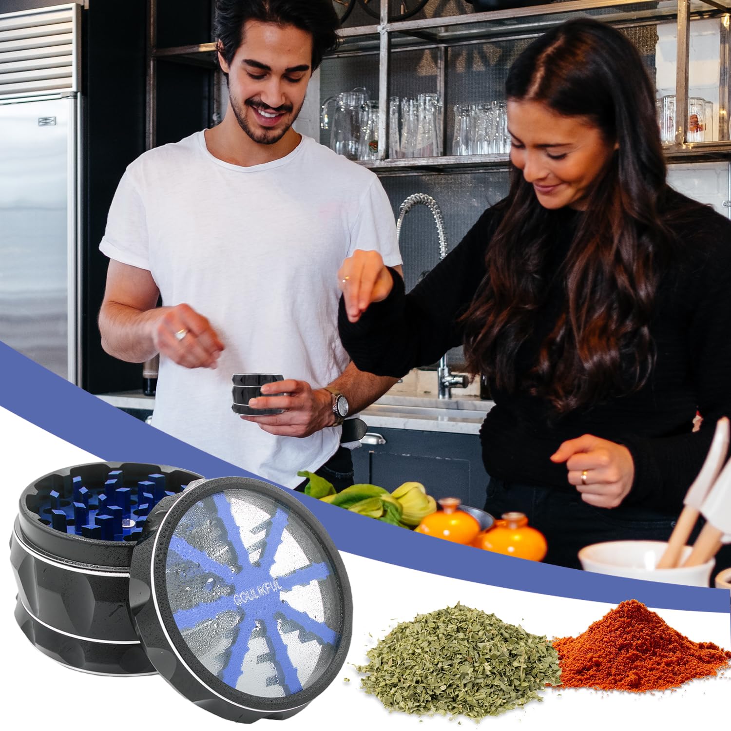 2.5 Inch Aluminum Alloy Manual Herb Grinder - Premium Spice Crusher for Kitchen, Camping & Travel - Perfect for Grinding Herbs, Spices & Tobacco