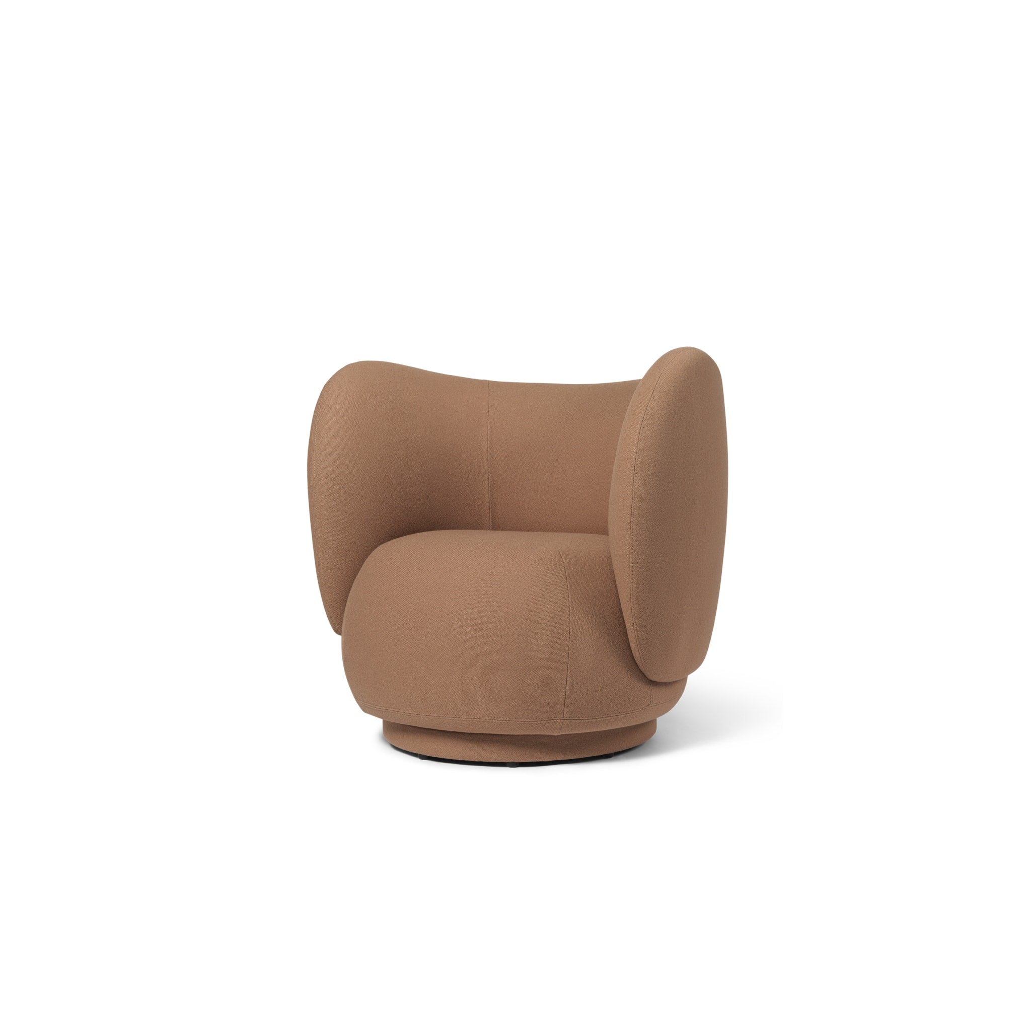 FERM LIVING Rico Lounge Chair Swivel - Modern Tan Leather Recliner with 360° Rotation | Perfect for Living Room, Office & Reading Nook