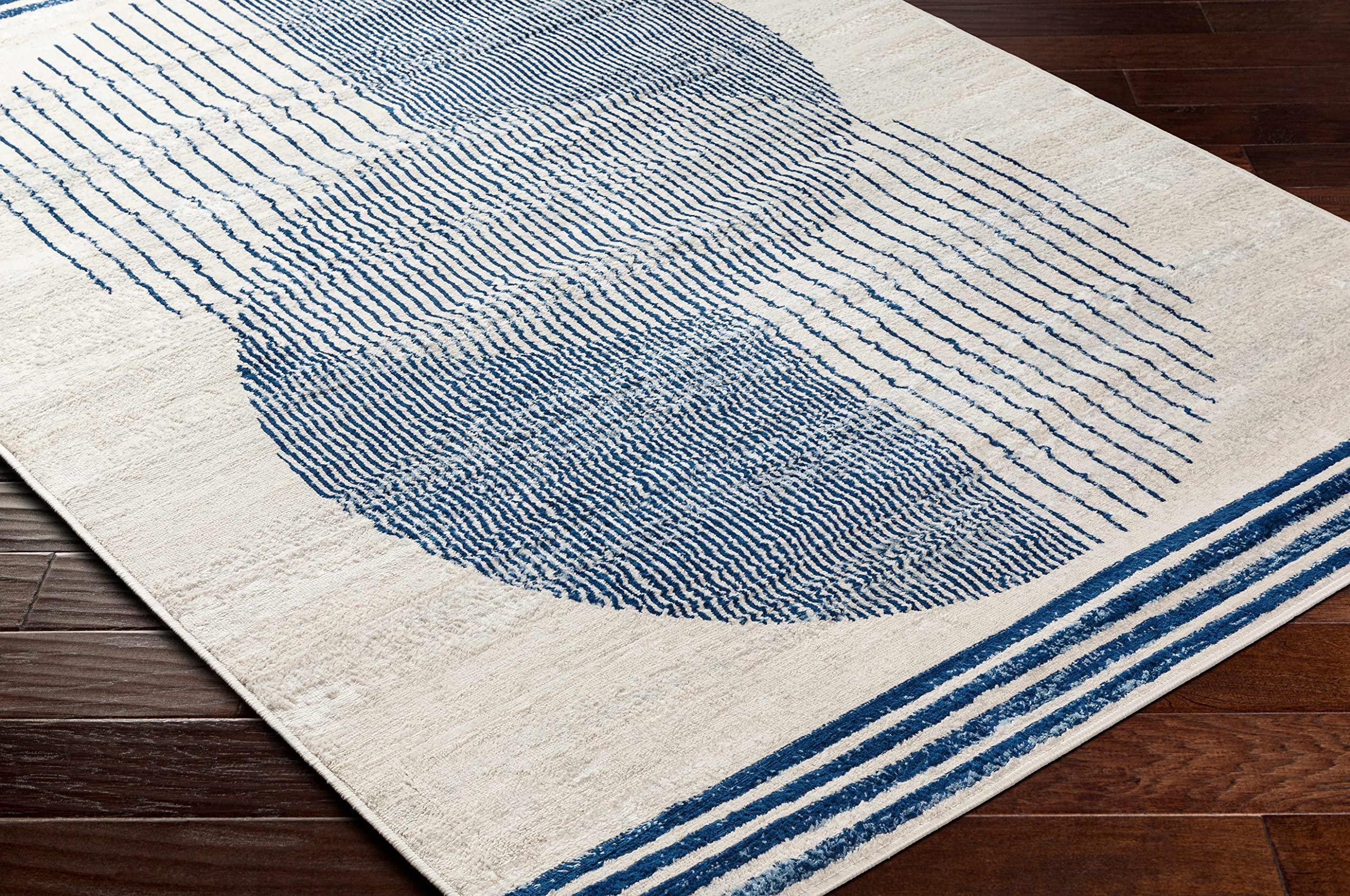 Hauteloom Usra Modern Area Rug 2' x 3' - Blue, Gray & Silver - Soft Non-Slip Living Room & Bedroom Rug for Home Decor - Perfect for Cozy Spaces, Dorm Rooms & Office