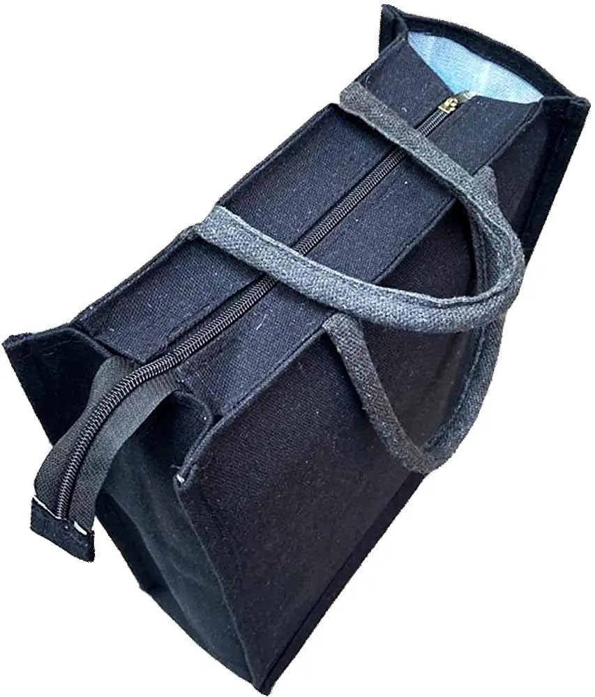 Eco-Friendly Jute Tote Bag with Zipper - Multipurpose Grocery/Shopping/Tiffin Bag for Men & Women - Trendy Flower Print Handbag (Black) | Perfect for Farmers Markets, Beach Trips & Sustainable Lifestyle