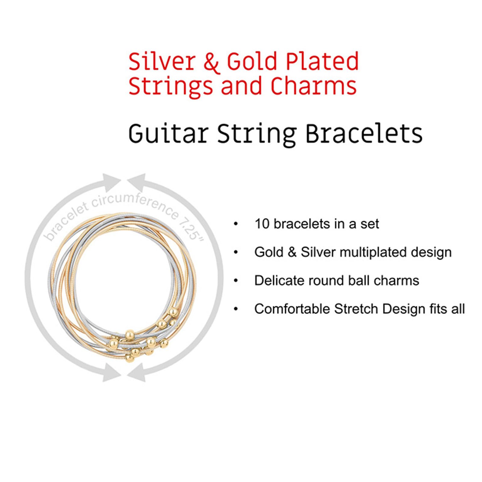 Stylish Guitar String Bracelets for Women - Boho Stackable Link Bracelet Set in Gold Strands | Perfect for Music Lovers, Festival Wear & Layered Jewelry Looks