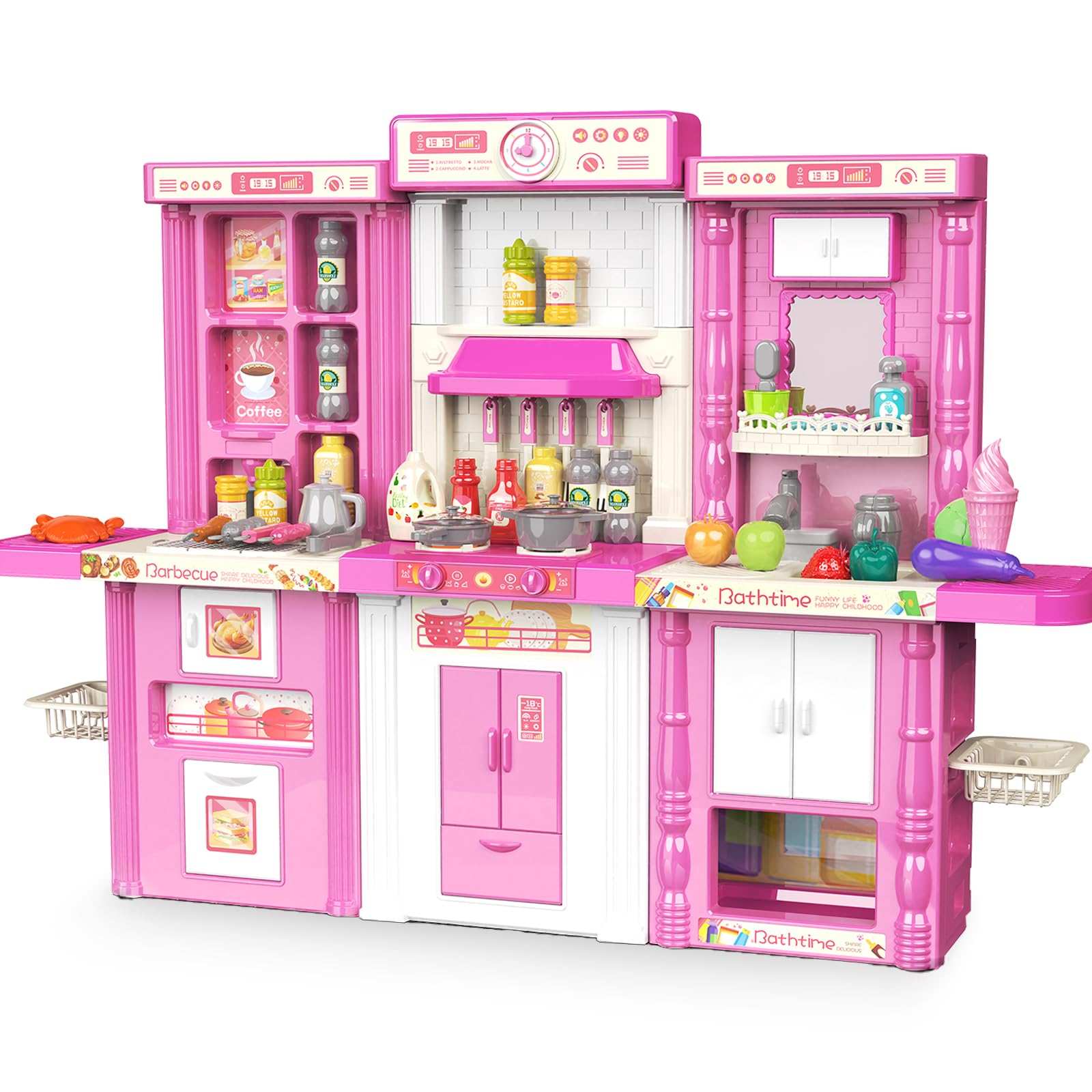 **Realistic Kids Kitchen Playset with Lights & Sounds - Interactive Play Kitchen Toy for Ages 3-8, Includes Spray & Sink Simulation - Perfect Pretend Play for Boys & Girls (Ideal for Birthday Gifts & Indoor Role-Playing Fun)**