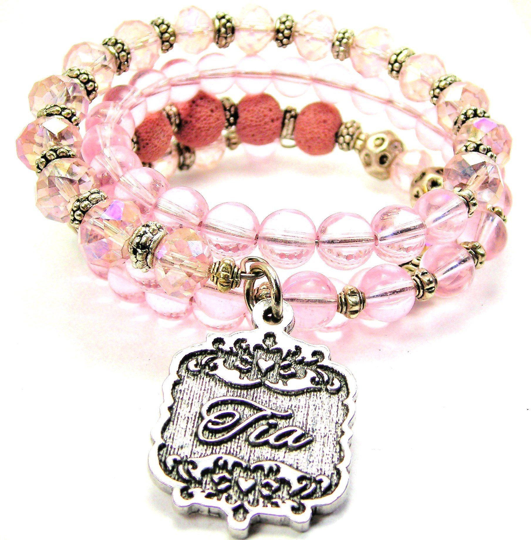 Victorian Scroll Multi-Wrap Beaded Bracelet for Women - Rose Pink Crystal & Pearl Bracelet, Elegant Handmade Jewelry Gift for Wedding, Party & Special Occasions