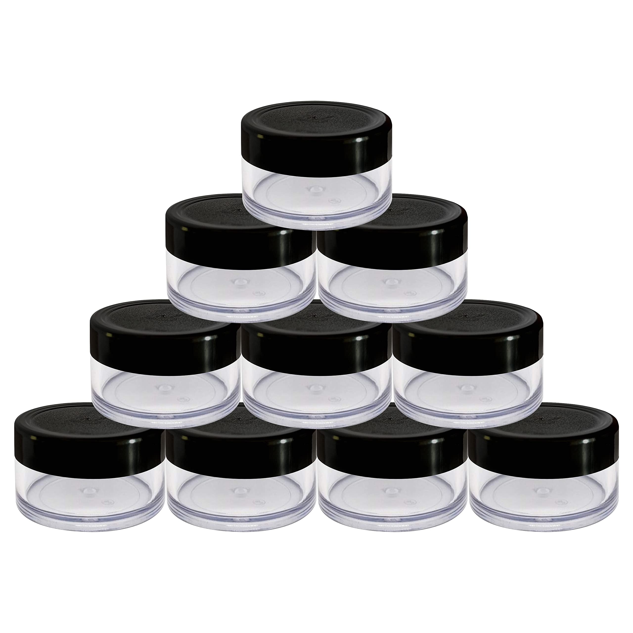 Premium Acrylic Cosmetic Jars - 8g Empty Transparent Containers with Black Cap (Pack of 10) - Ideal for DIY Lip Balm, Creams, Salves & Travel-Size Beauty Products