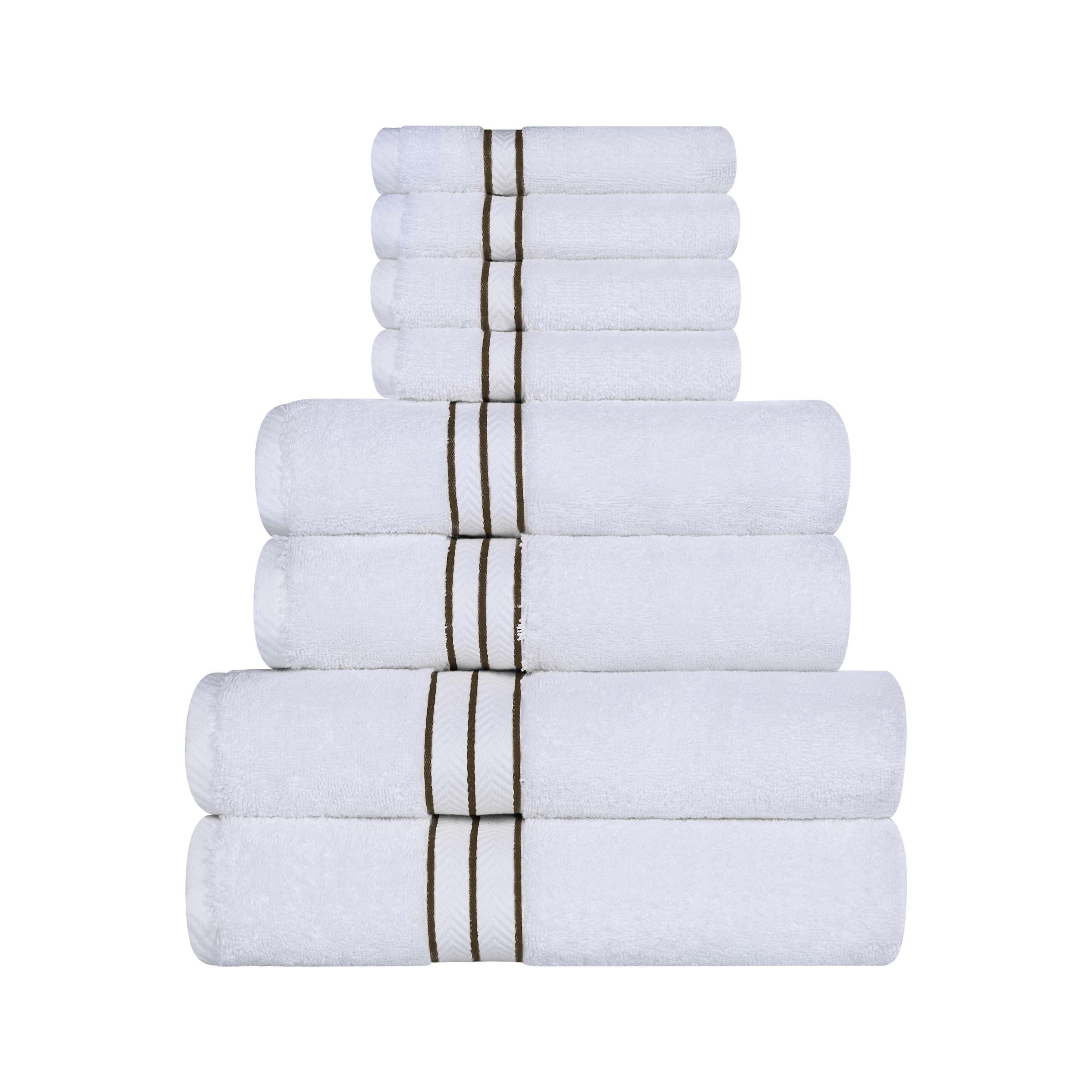Premium Turkish Cotton 8-Piece Ultra Plush Bath Towel Set - Super Absorbent, Soft & Luxurious for Spa, Bathroom, and Beach Use