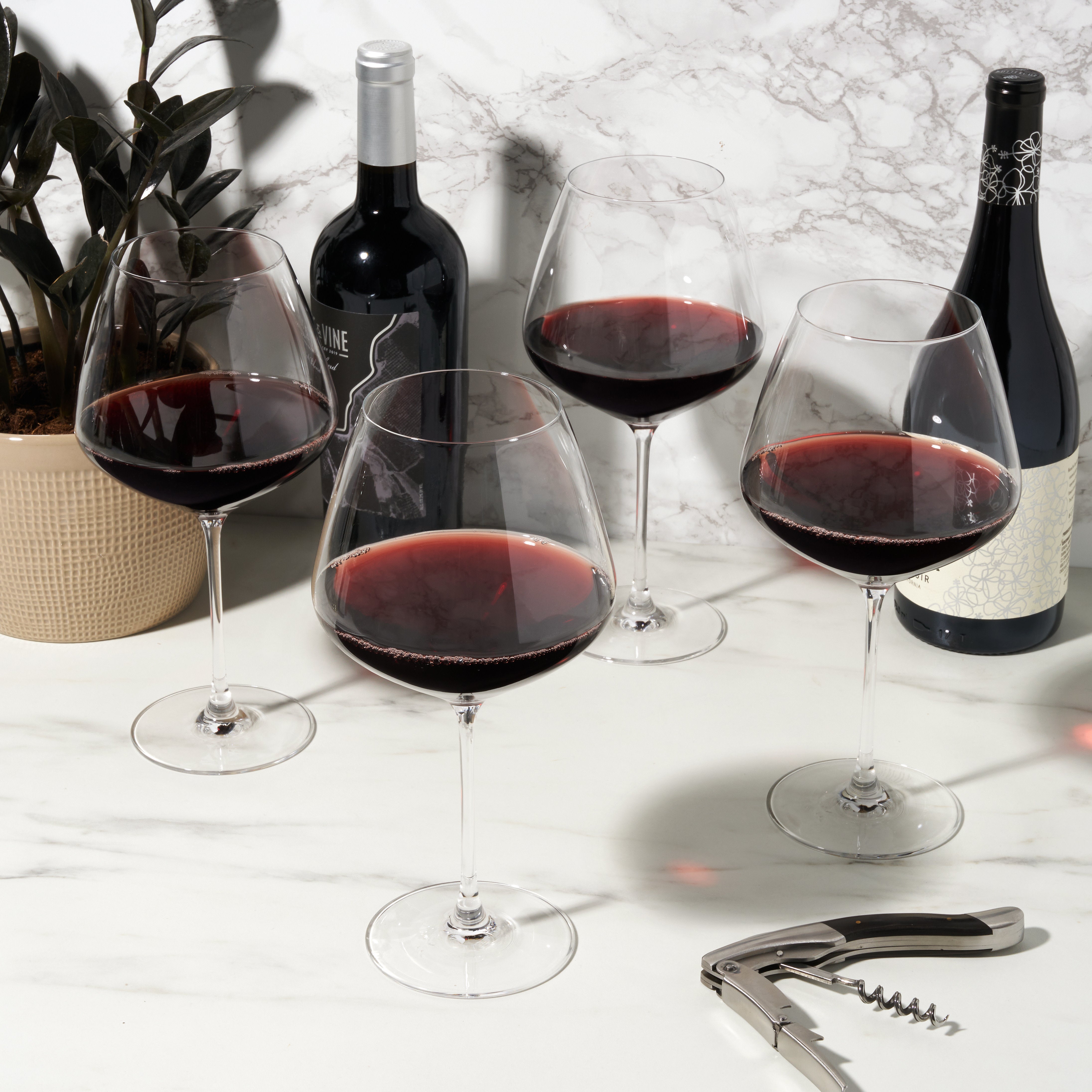 Premium Inez Crystal Burgundy Wine Glasses Set of 4 - Elegant Stemware for Red Wine, Dinner Parties & Special Occasions
