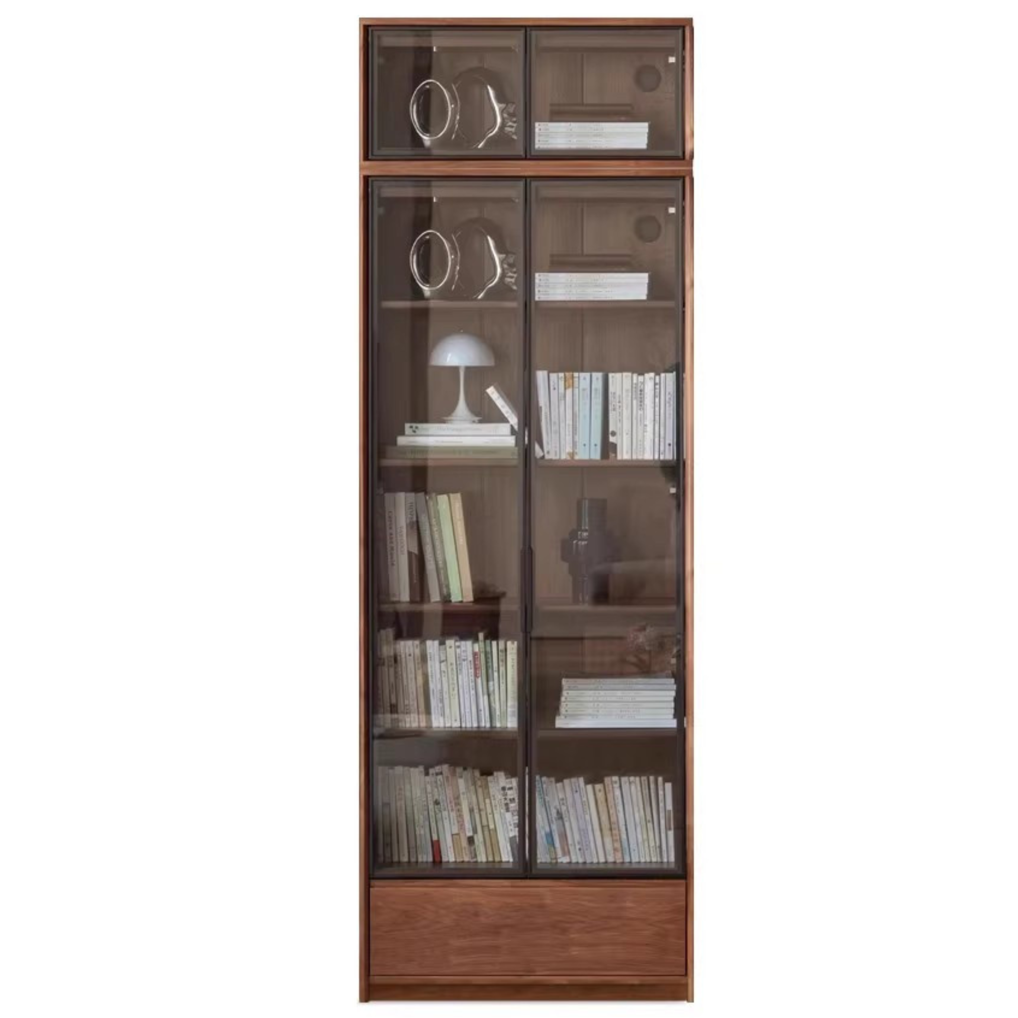 Black Walnut Solid Wood Bookcase - Free Standing Adjustable Bookshelf for Living Room, Office & Study | Modern Home Storage Furniture