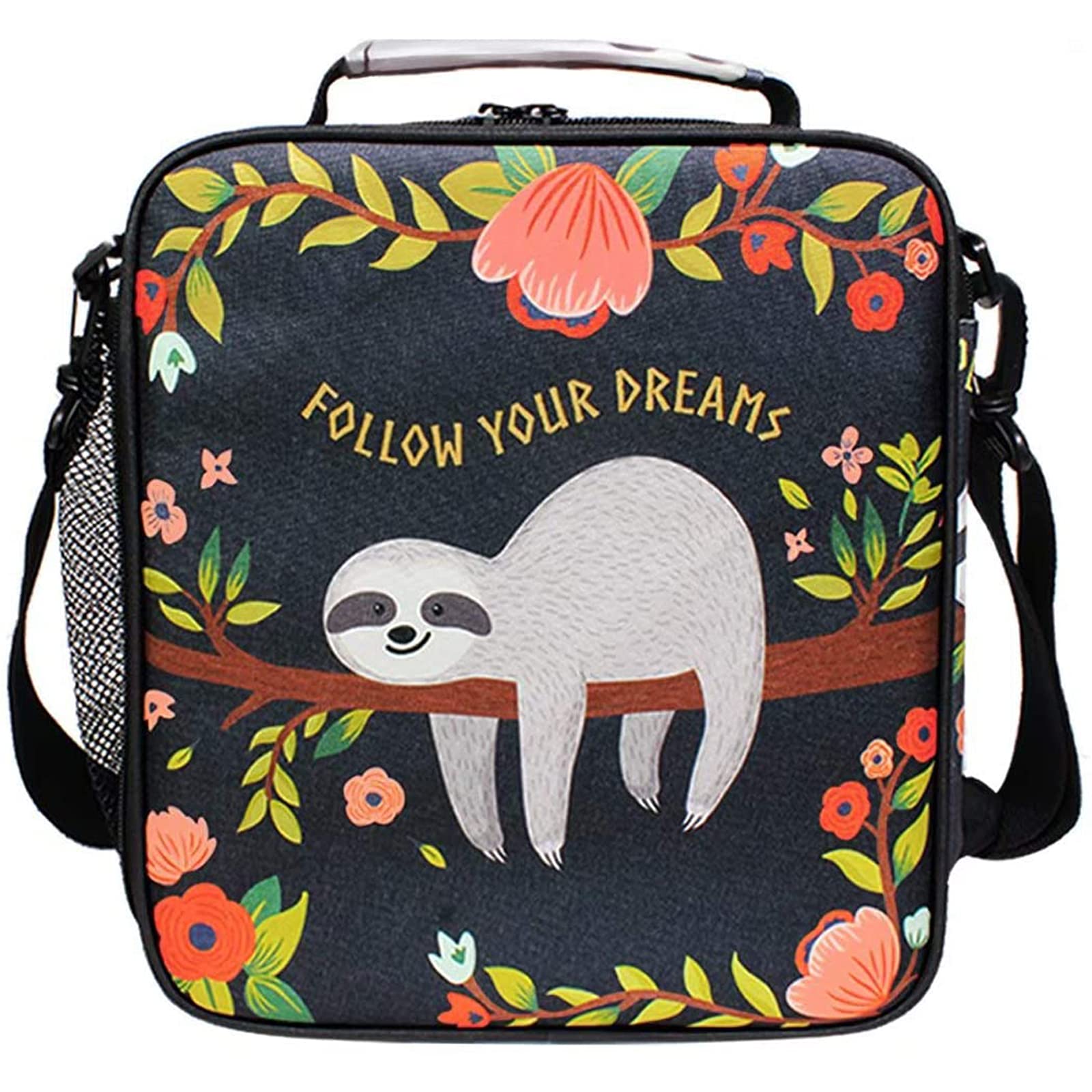 ALAZA Insulated Sloth Lunch Bag - Large Freezable Cooler Lunch Box for Meal Prep, School & Work - Durable Lunch Tote with Adjustable Shoulder Strap for Women, Men & Kids - Perfect for Office, Picnic & Outdoor Activities