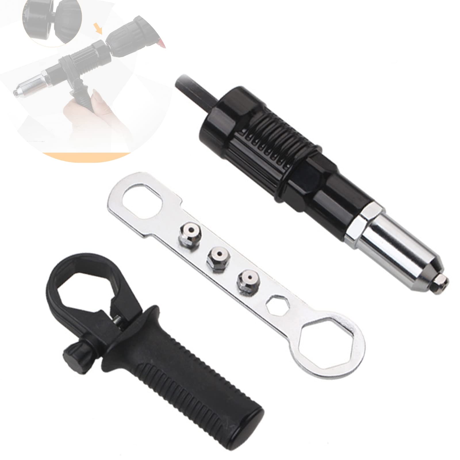 Electric Rivet Gun Drill Adapter - Heavy Duty Riveter Conversion Connector for Power Drills | Professional Carpenter Tool for Rivet Insertion & Fastening | Perfect for DIY Projects, Metalworking, and Woodworking