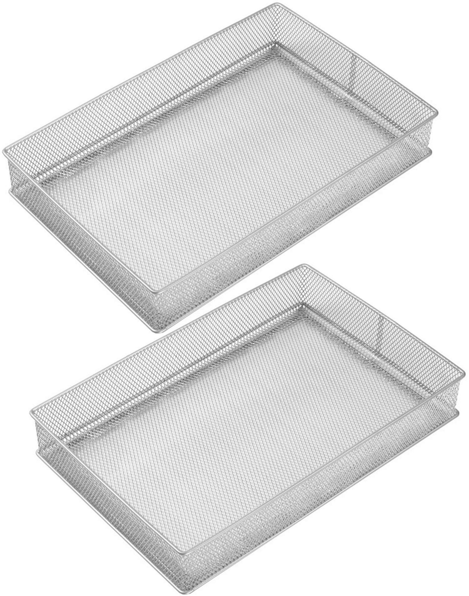 YBM HOME Silver Mesh Desk Drawer Organizer Tray - Multipurpose Storage Holder for Office, Kitchen, Bathroom & Bedroom Organization (1587-2) | Perfect for Organizing Stationery, Makeup, Utensils & Small Items