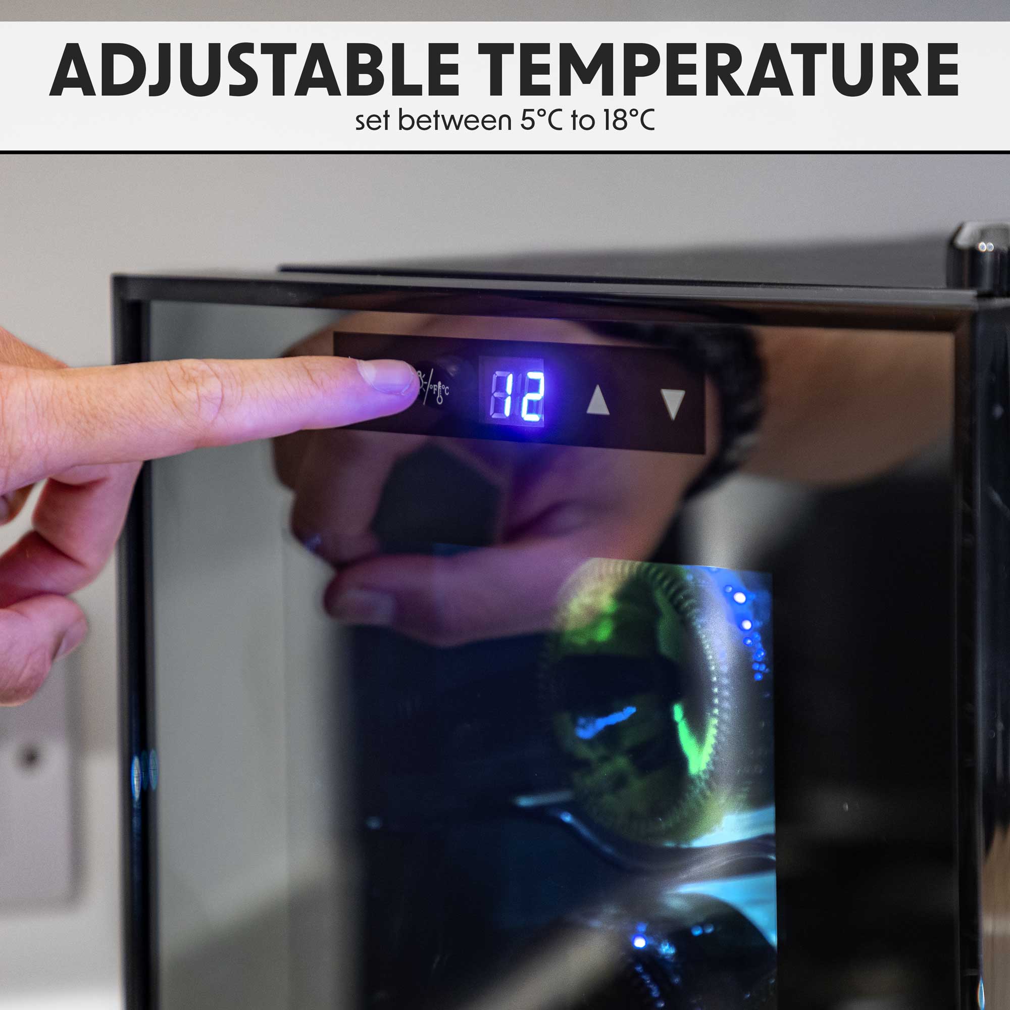Baridi 6 Bottle Thermoelectric Wine Cooler with Touch Controls - Compact Tabletop Design (5-18°C Temperature Range) | Perfect for Home Bars, Kitchen Countertops & Small Spaces