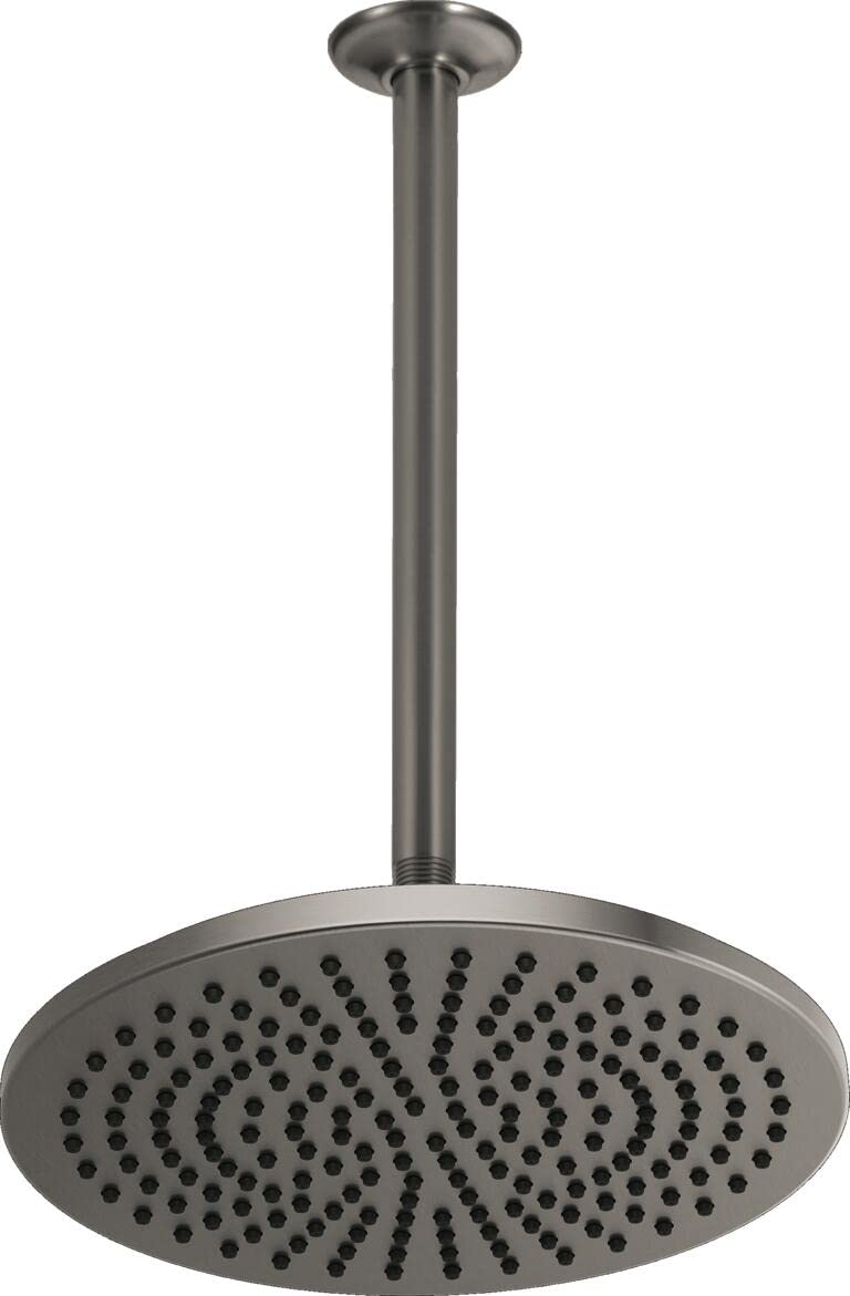Delta Faucet Rain Shower Head - 12 Inch Black Stainless Steel Ceiling Mount Rainfall Showerhead with Lumicoat Finish (Includes Shower Arm) for Luxurious Spa-Like Bathroom Experience