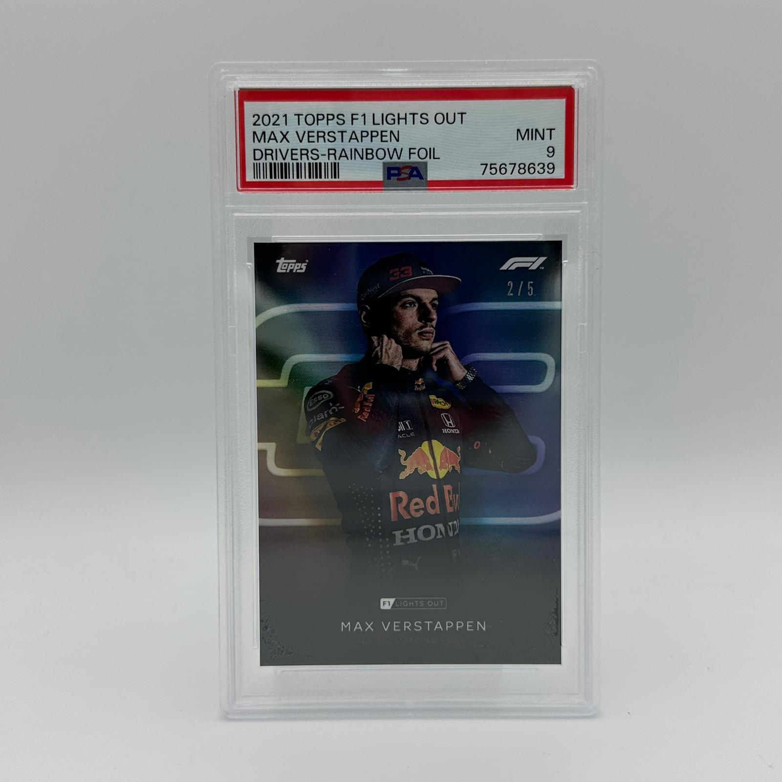 2021 Max Verstappen Rainbow Foil PSA 9 2/5 Lights Out Drivers Card - Perfect for F1 Collectors, Racing Fans & Sports Memorabilia Enthusiasts