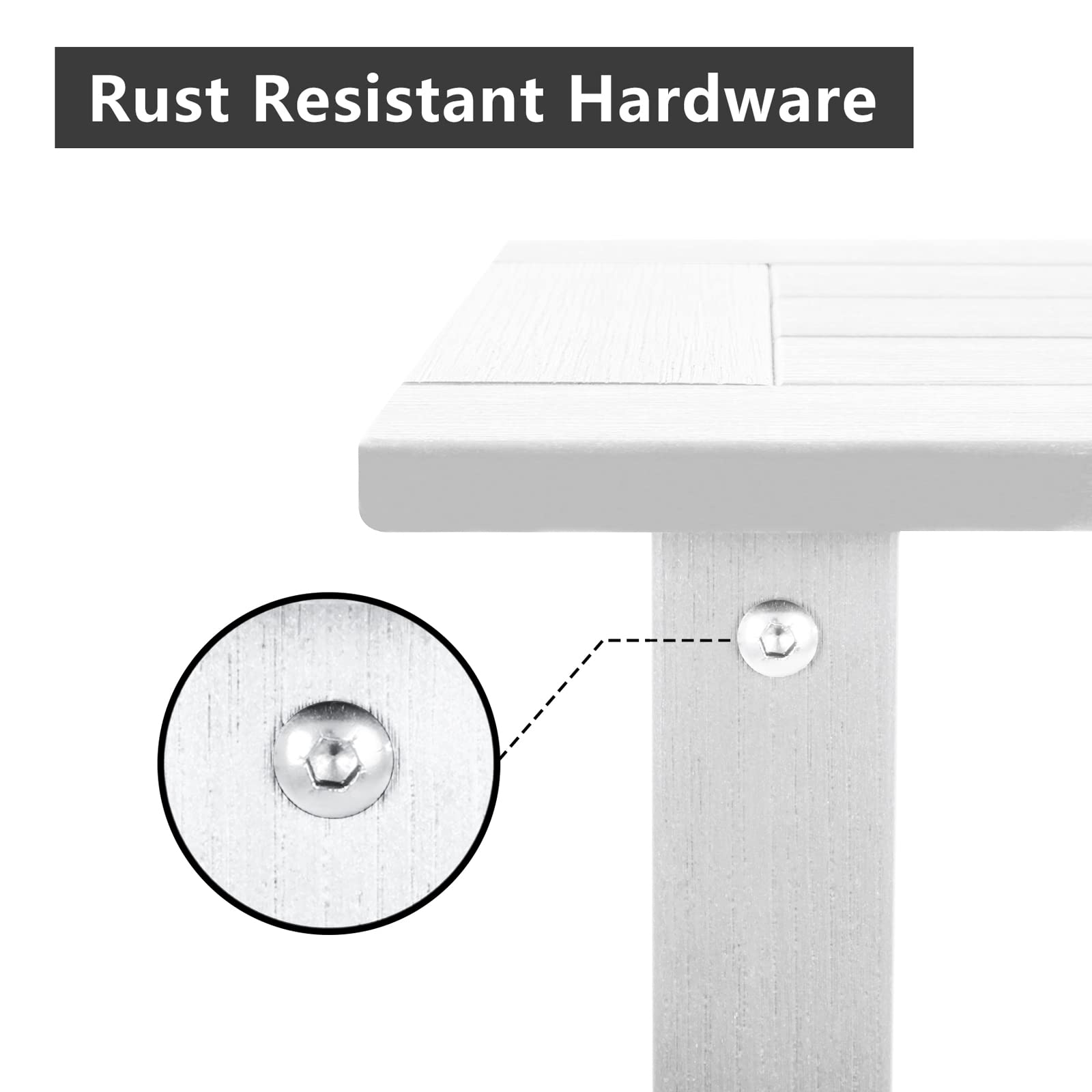 Weather-Resistant White Double Adirondack Outdoor Side Table - Durable Rectangular Patio End Table for Adirondack Chairs - Perfect for Poolside, Garden, Deck, and Backyard Relaxation