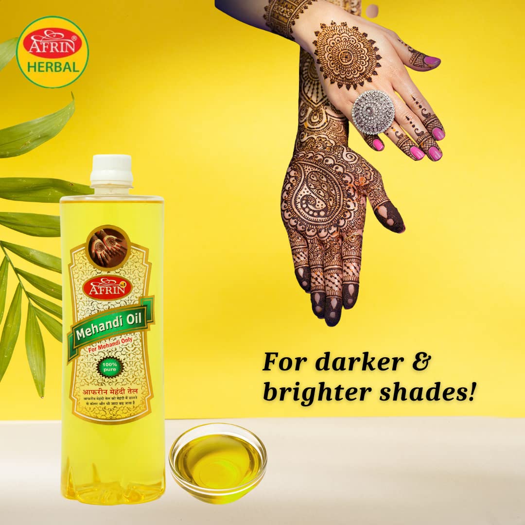 AFRIN Mehandi Oil for Henna Cones - 200ml | Natural Hair & Skin Care | Perfect for Bridal Mehndi, Festivals & DIY Body Art