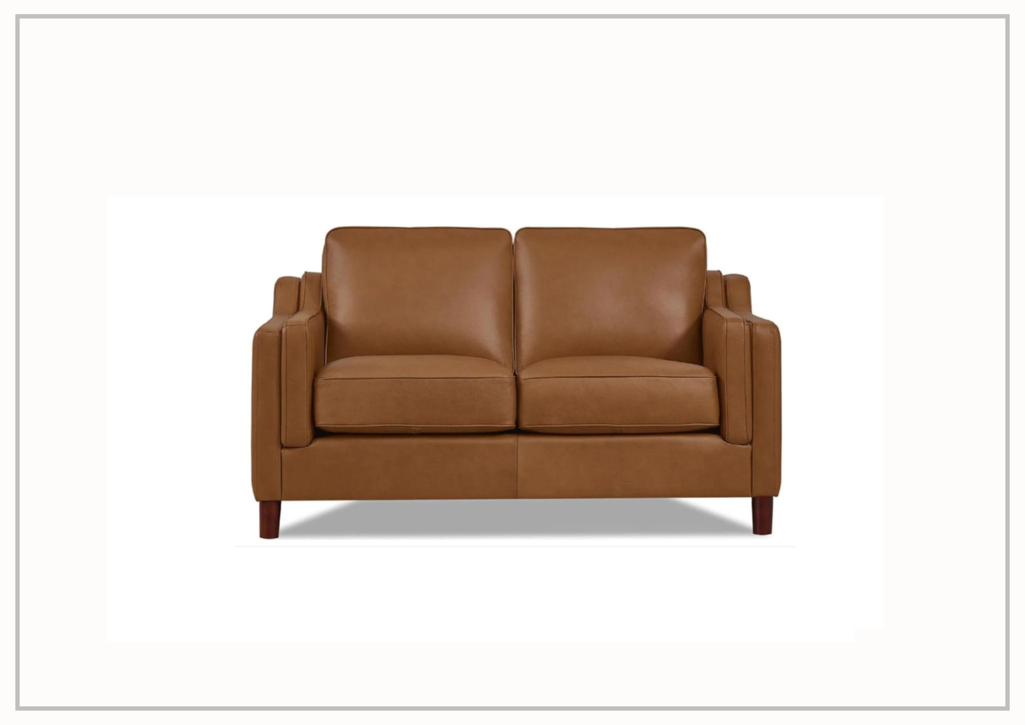 Hydeline Bella Stationary Leather Loveseat with Track Arms - Premium Faux Leather Sofa for Living Room, Office & Small Spaces - Comfortable Two-Seater Couch for Relaxing & Entertaining