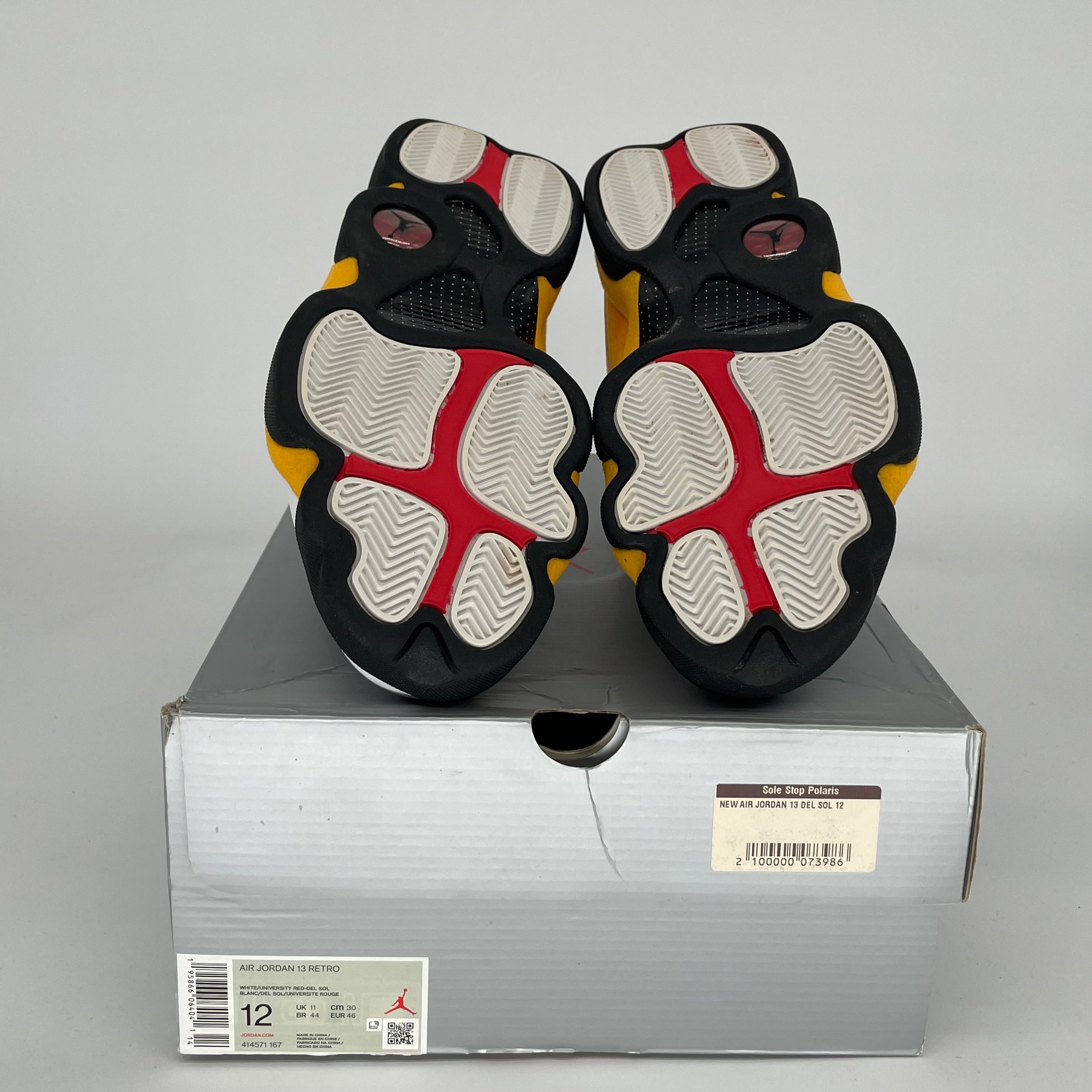 AIR JORDAN 13 DEL SOL Men's Basketball Shoes Size 12 - White/Black-Del Sol (414571-167) | Retro Sneakers for Sports, Streetwear & Casual Outfits