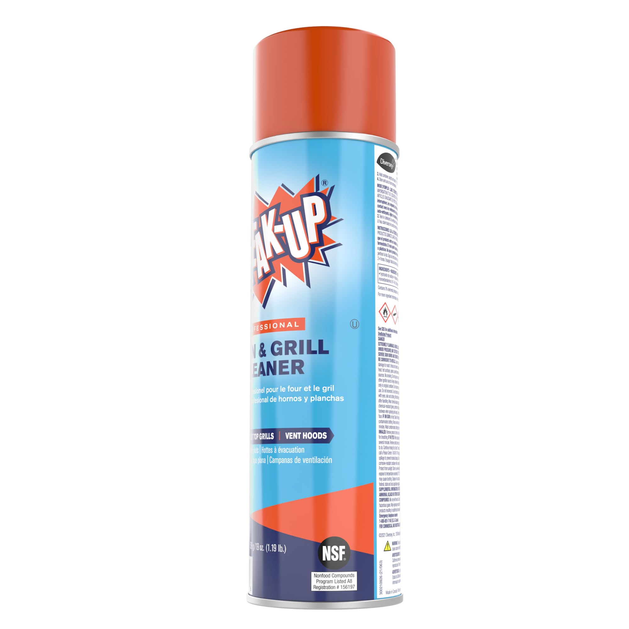 Diversey CBD991206 Professional Oven & Grill Cleaner - Heavy Duty Spray for Baked-On Grease Removal, 19oz Aerosol | Perfect for Commercial Kitchens, Restaurants & Home BBQ Cleaning