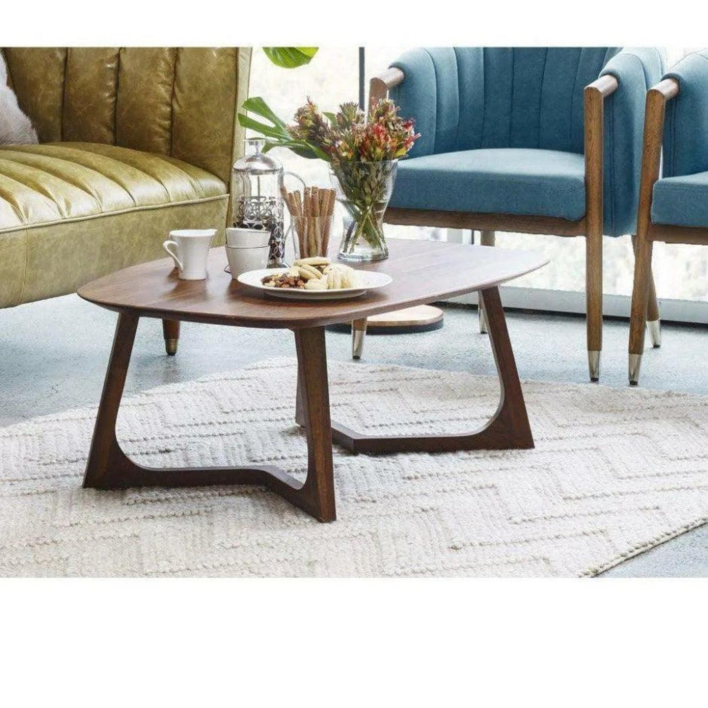 42 Inch Small Brown Mid Century Modern Coffee Table for Living Room - Stylish & Functional Home Decor Centerpiece