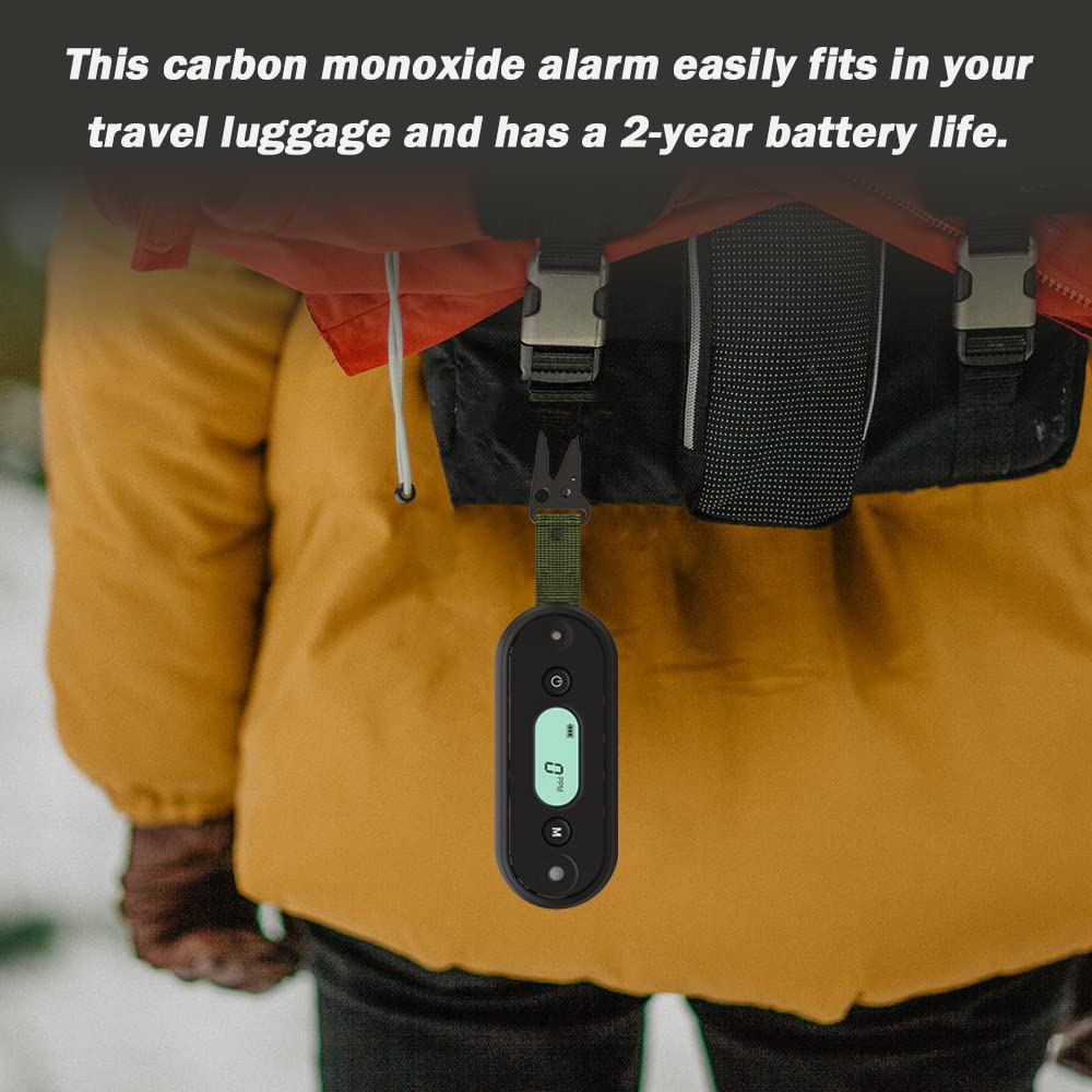 Portable Carbon Monoxide Detector - IP67 Waterproof CO Gas Alarm with Visual, Audible & Vibration Alerts for Car, RV, Camping & Travel | 2-Year Battery Life | Home & Outdoor Safety Protection