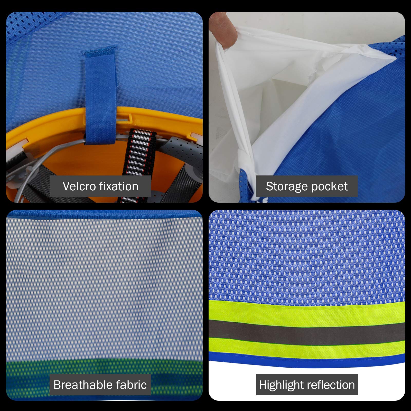 High Visibility Hard Hat Sun Shade & Neck Visor with Reflective Strip - Full Brim Safety Accessory for Men & Women (2 Pack, Blue) - Perfect for Construction, Road Work & Outdoor Labor Protection