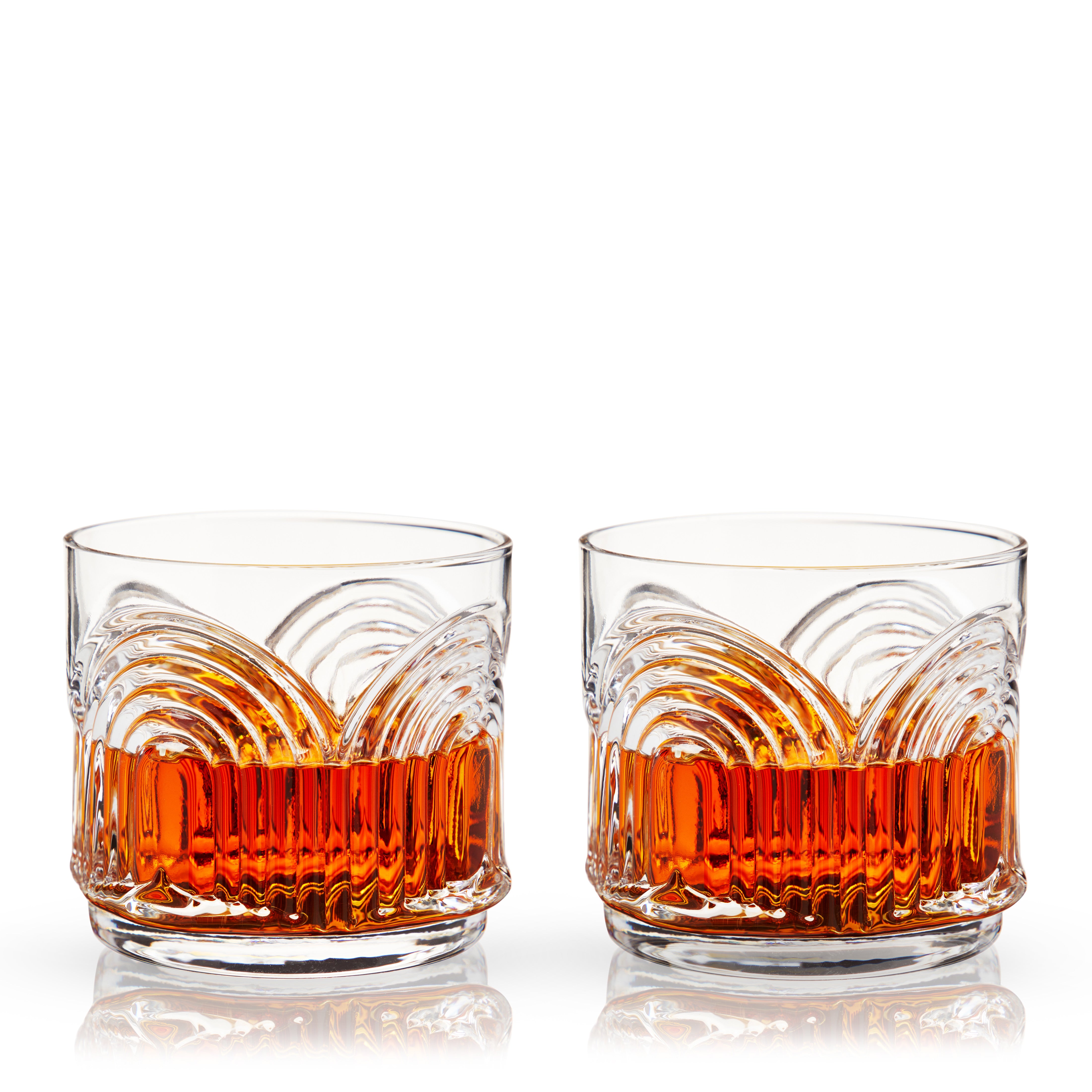 Beau Crystal Lowball Tumblers Set of 2 - Elegant Whiskey Glasses for Bourbon, Scotch & Cocktails - Perfect for Home Bar, Gifts & Entertaining