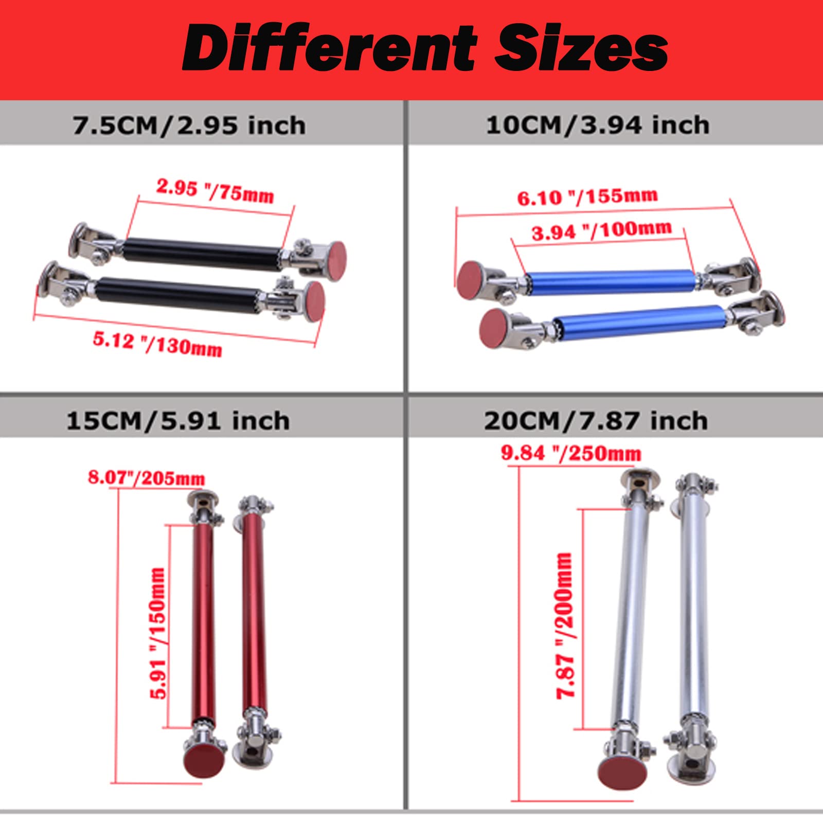 Adjustable Front Bumper Lip Splitter Diffuser Strut Rod Tie Bars - 3
