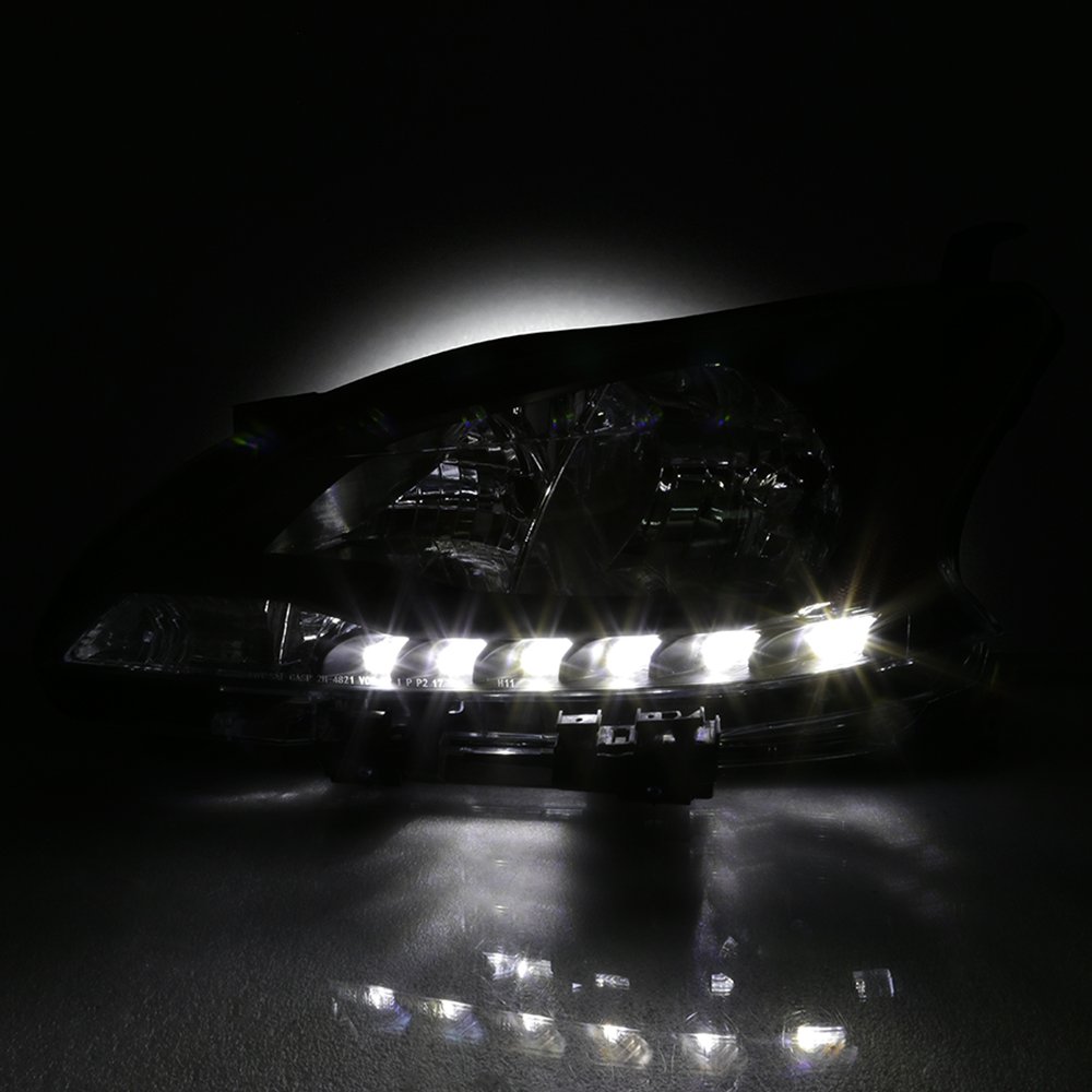 AKKON LED Daytime Running Lights for 2016-2018 Nissan Sentra - Black Housing with Clear Lens - Complete Headlight Assembly - Upgrade Your Car's Style & Visibility for Day & Night Driving