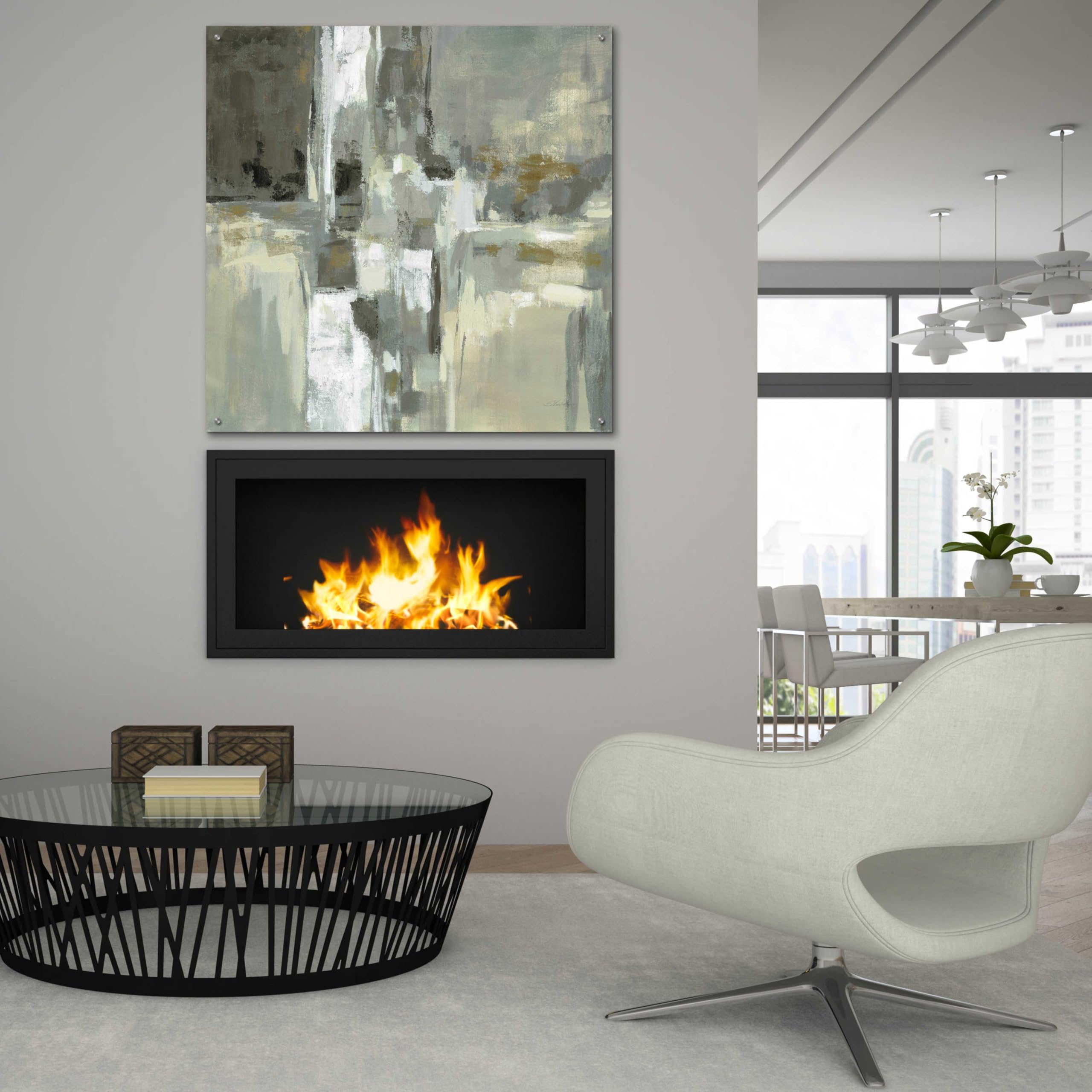 Epic Art 'Neutral Water' by Silvia Vassileva - 36x36 Inch Acrylic Glass Wall Painting - Modern Abstract Home Decor for Living Room, Bedroom & Office