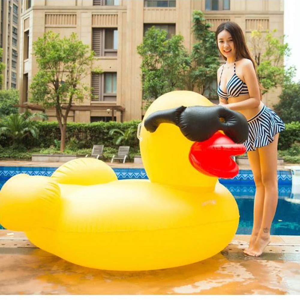 Durable Giant Rhubarb Duck Pool Float - PVC Inflatable Swimming Ring for Adults, Summer Water Toy for Pool, River & Beach Relaxation | Perfect for Lounging, Sunbathing & Outdoor Fun