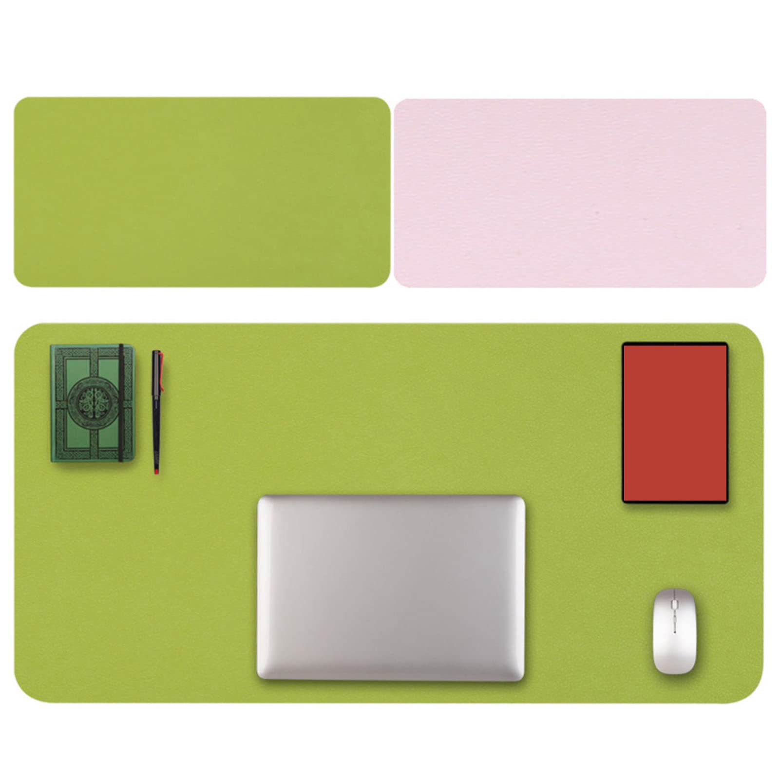 Non-Slip Large Gaming Mouse Pad - 70x35cm PU Leather Waterproof Desk Mat for PC, Laptop, Keyboard - Reversible Two-Tone Green Design - Perfect for Gaming, Office & Home Workspace