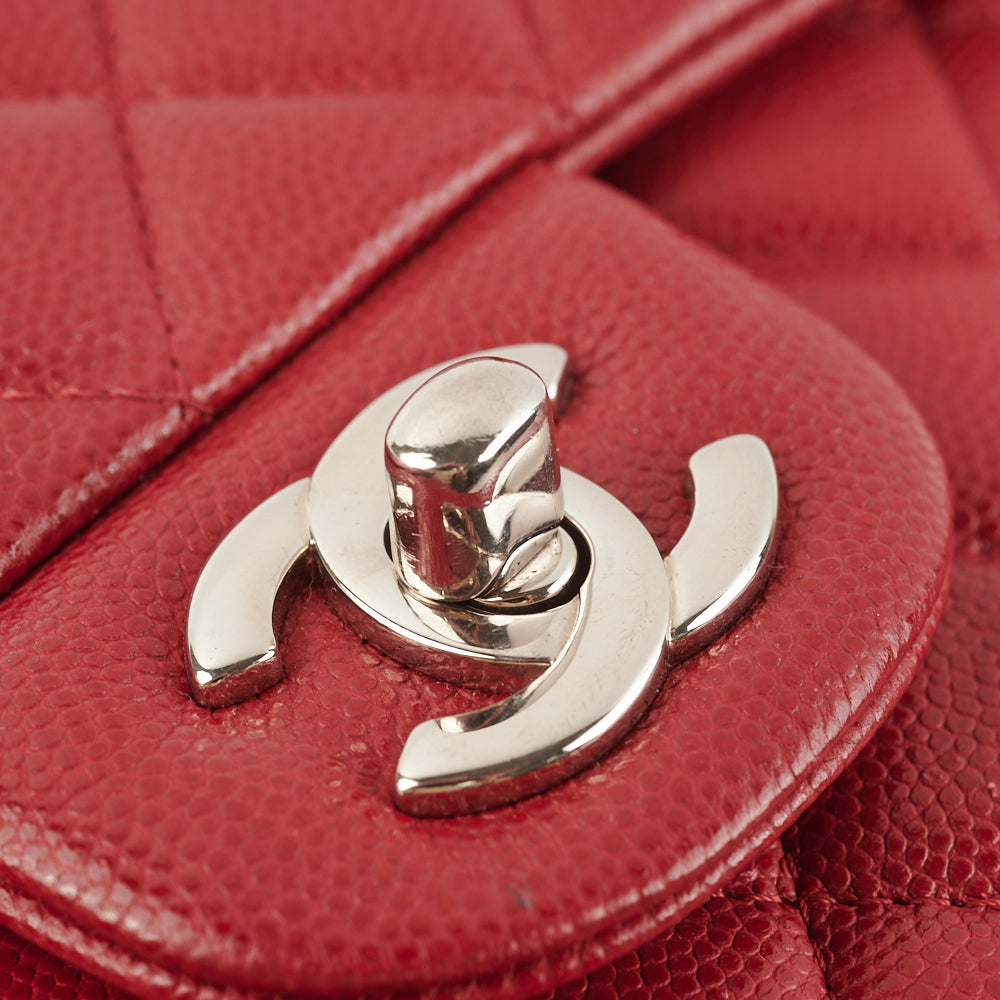 Chanel 18B Small Classic Flap Bag in Caviar Leather - Red Luxury Handbag for Women | Perfect for Evening Parties, Date Nights & Special Occasions