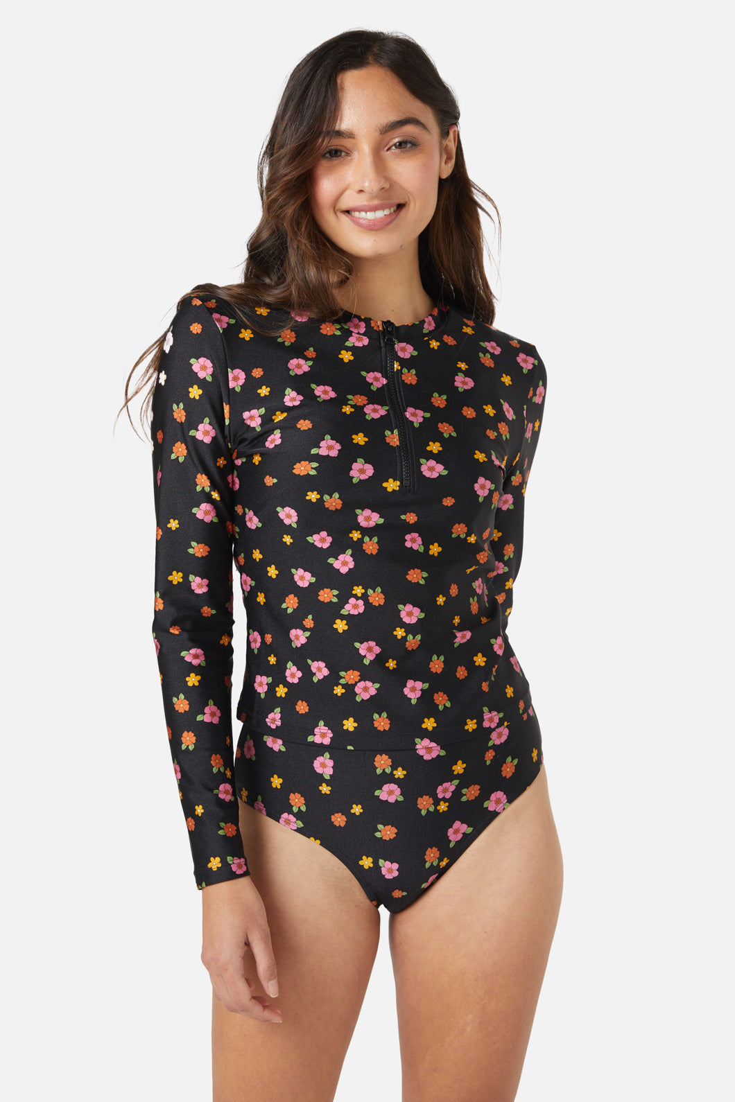 Floral Rash Guard Top for Women - UPF 50+ Sun Protection Swim Shirt - Perfect for Swimming, Surfing, and Beach Activities