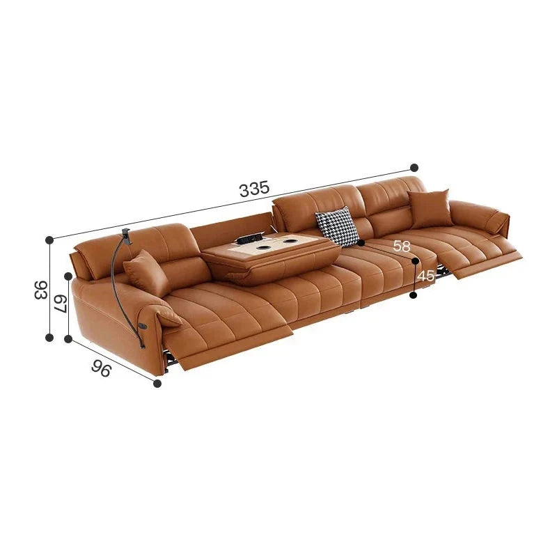 Italian Genuine Leather Recliner Loveseat Sofa - Premium Leather Reclining Couch with Adjustable Backrest for Living Room, Home Theater & Lounge Spaces